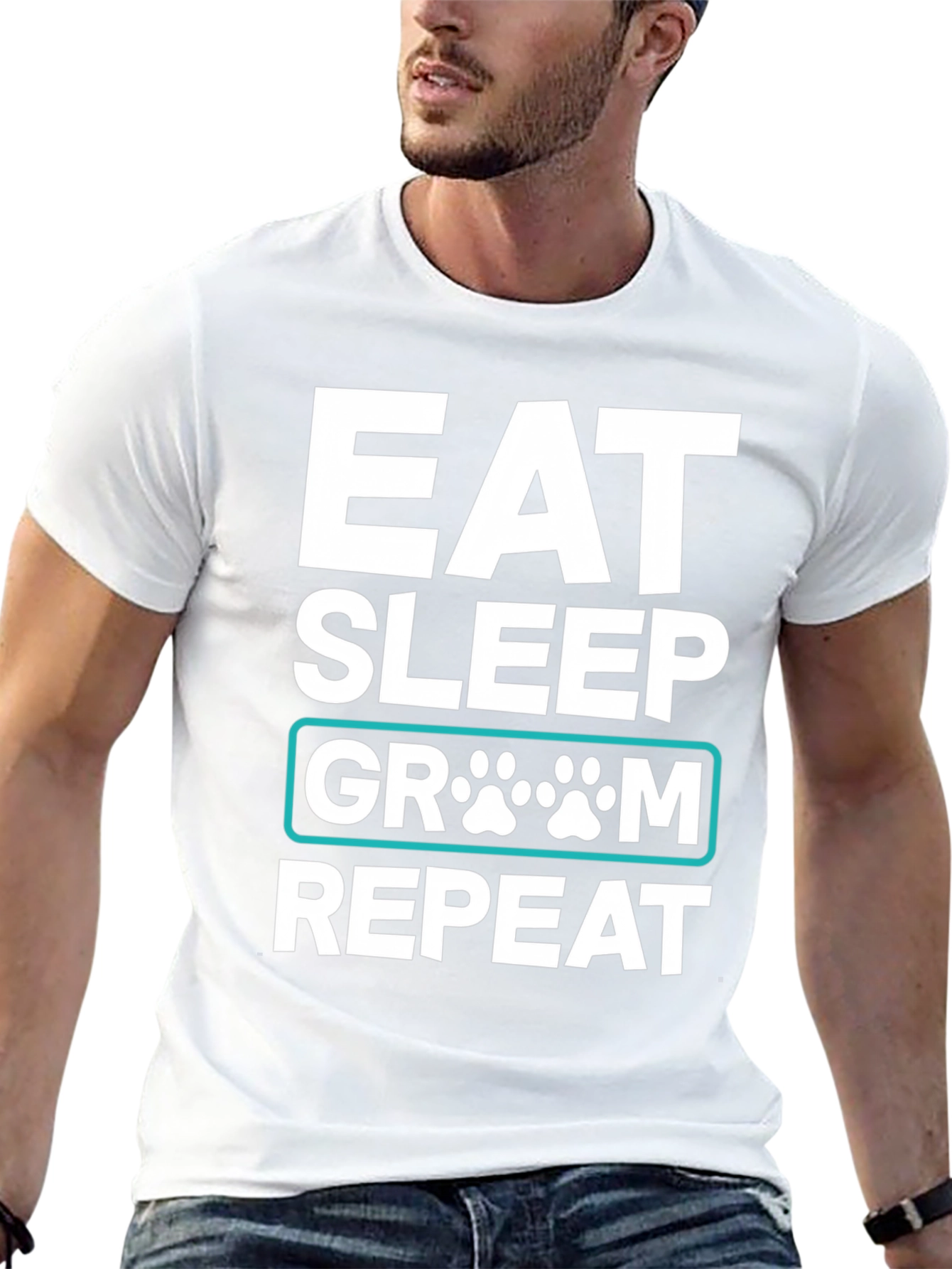 Eat Sleep Groom Repeat Dog Paw T-Shirt