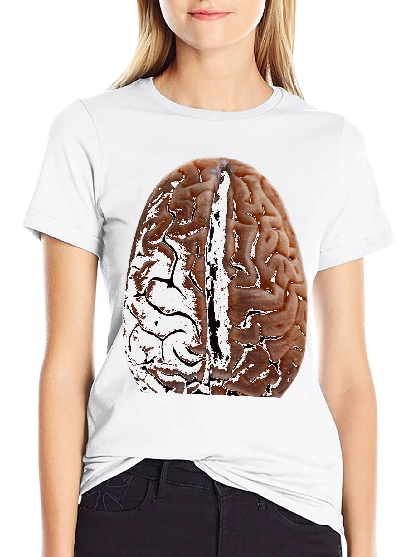 Brain Graphic Black T-Shirt - Anatomical Design