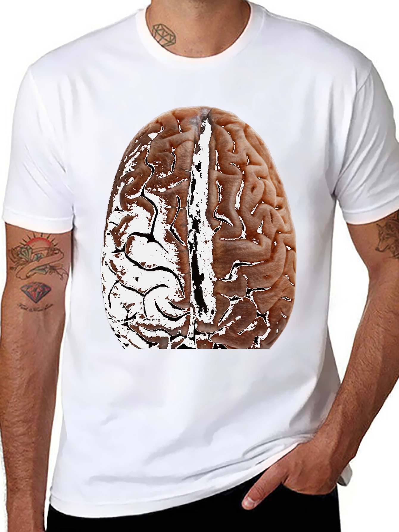 Brain Graphic Black T-Shirt - Anatomical Design