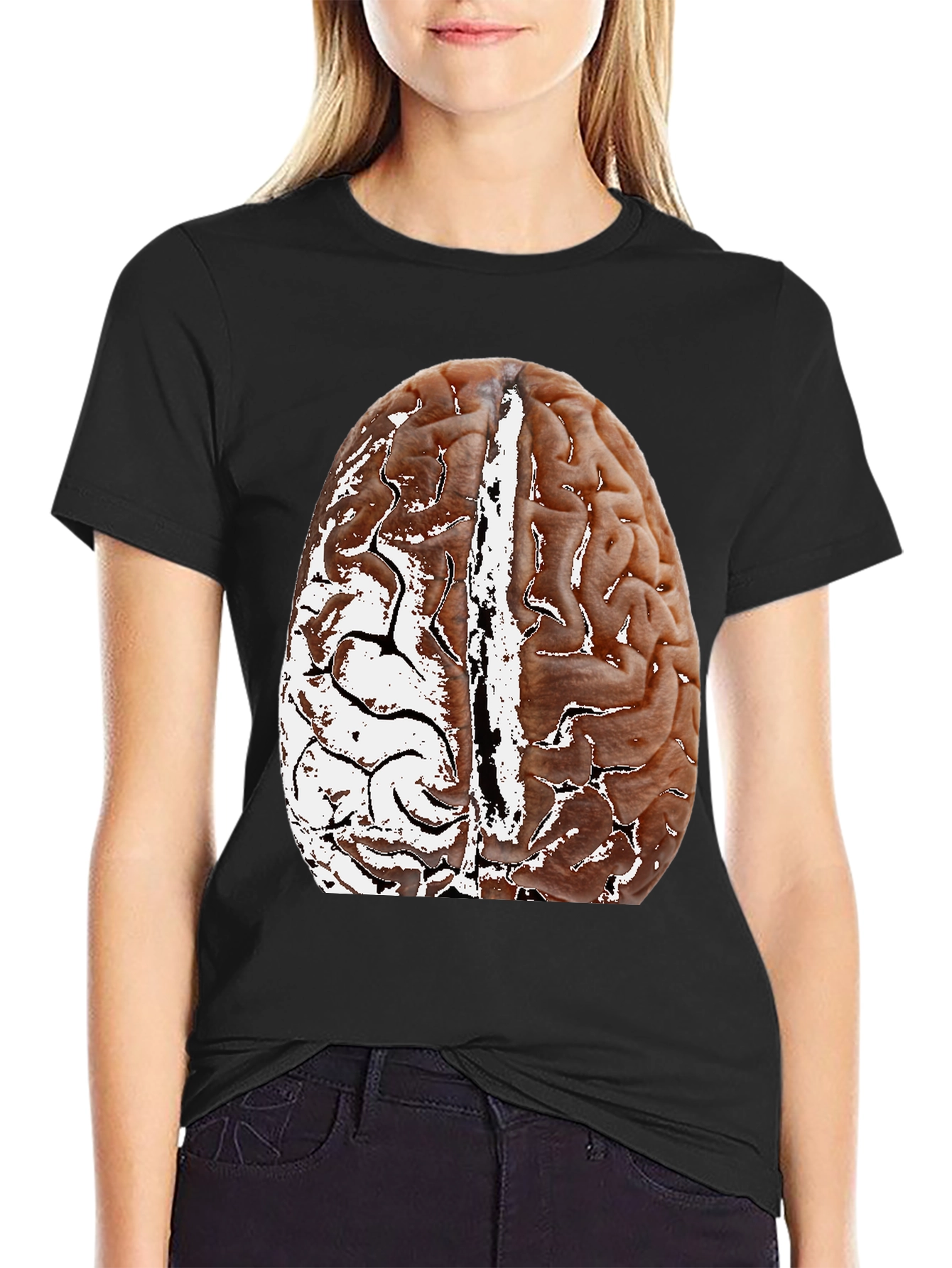 Brain Graphic Black T-Shirt - Anatomical Design