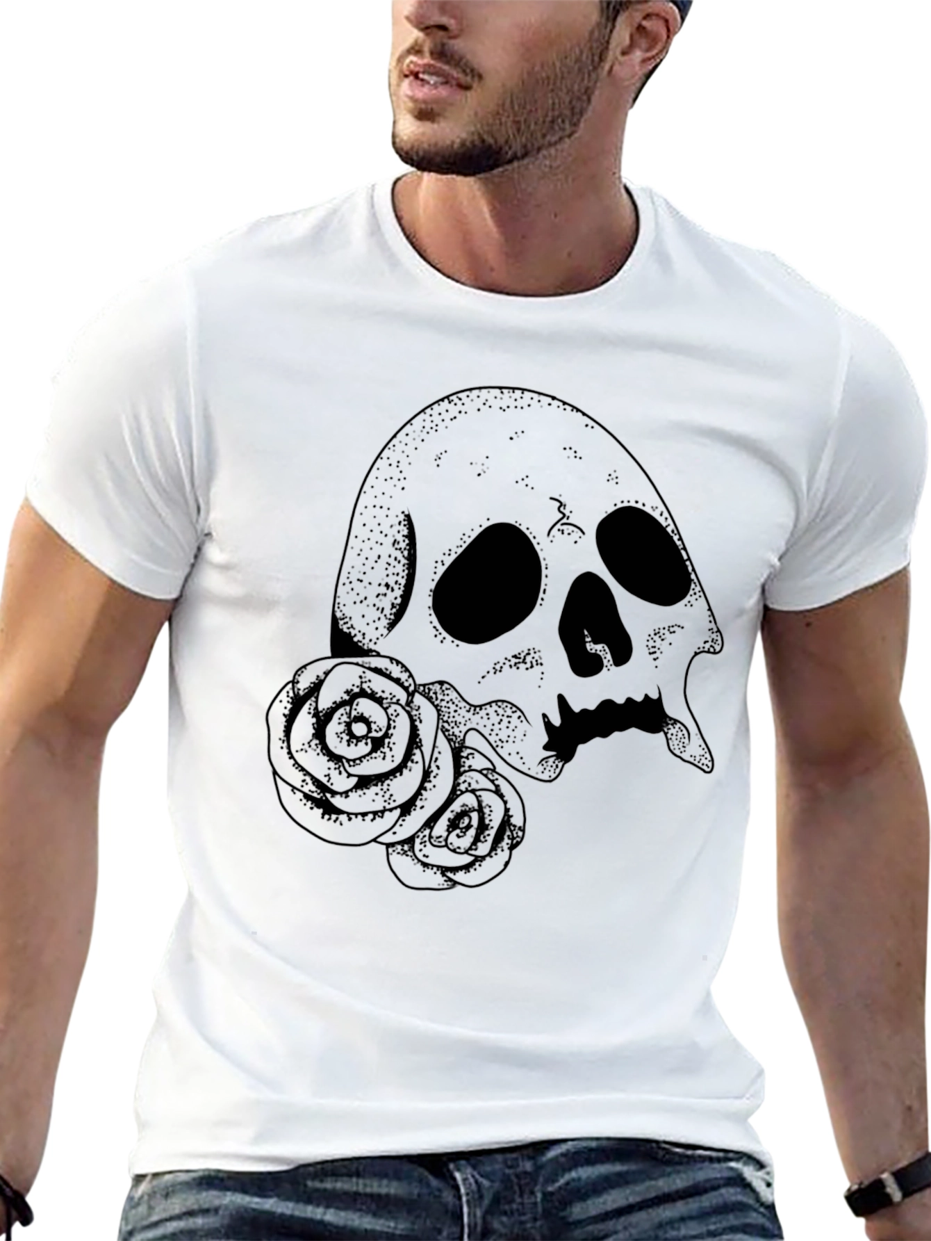 Skull & Roses Graphic Tee - Mens Black T-Shirt