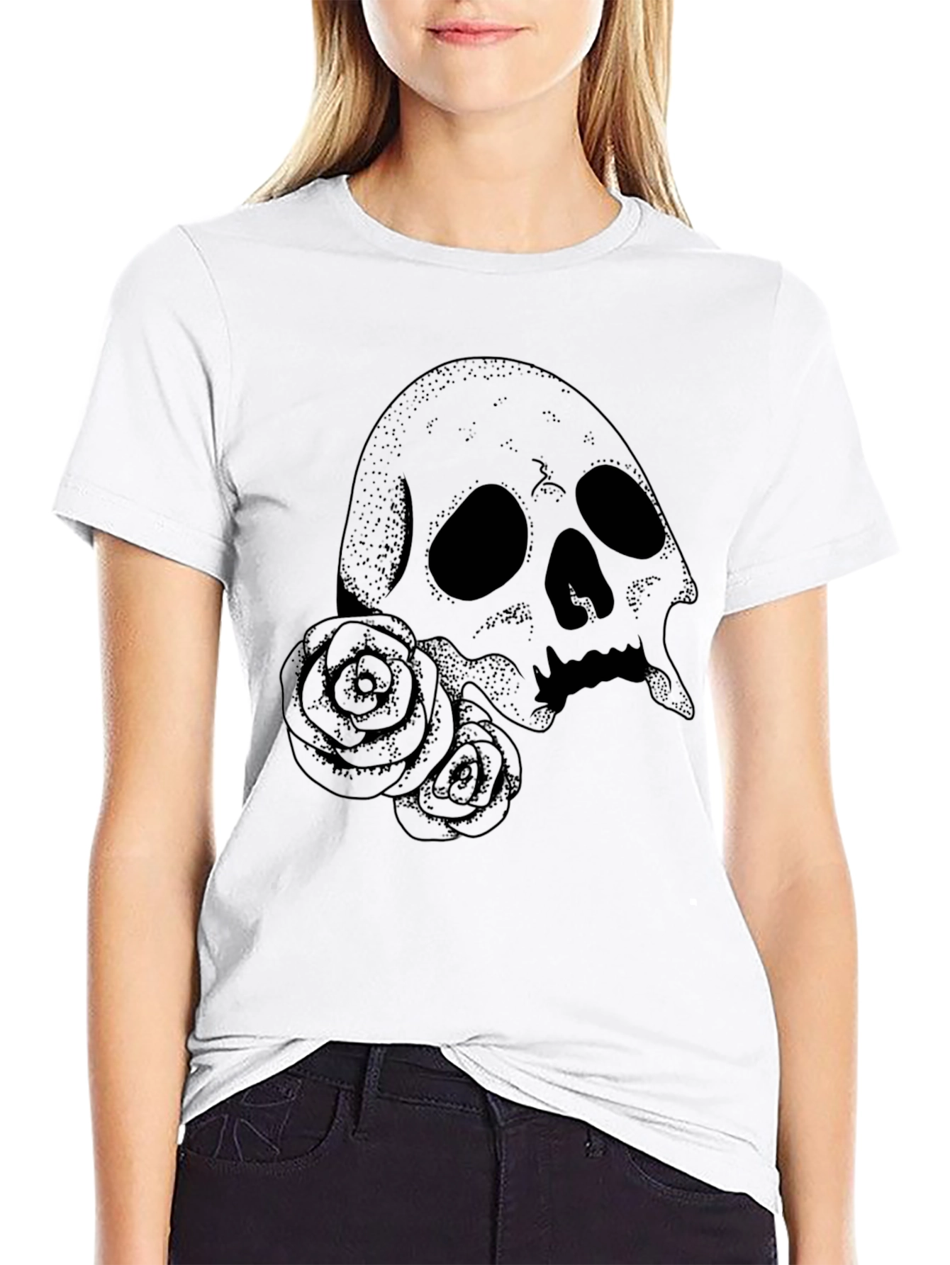 Skull & Roses Graphic Tee - Mens Black T-Shirt