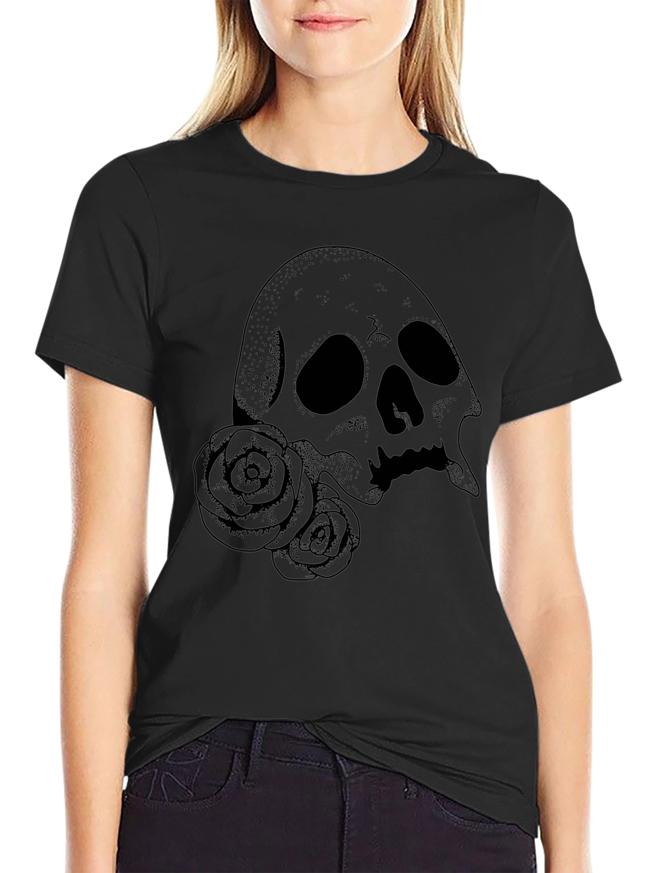 Skull & Roses Graphic Tee - Mens Black T-Shirt