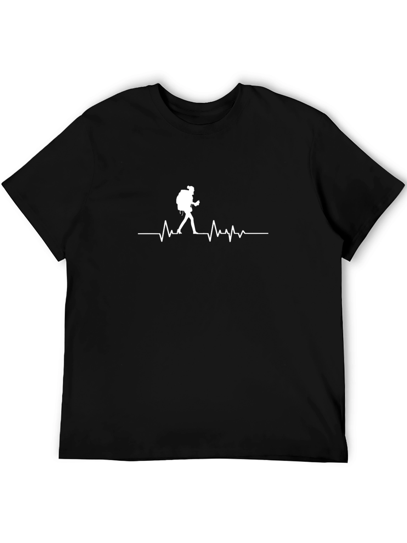 Hiking Heartbeat T-Shirt - Black Crew Neck