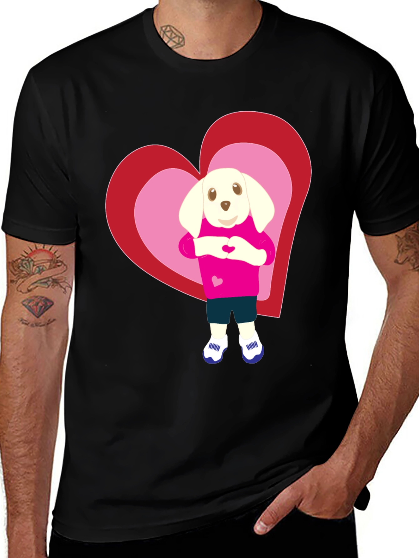 Cute Dog Heart T-Shirt - Valentines Day Apparel