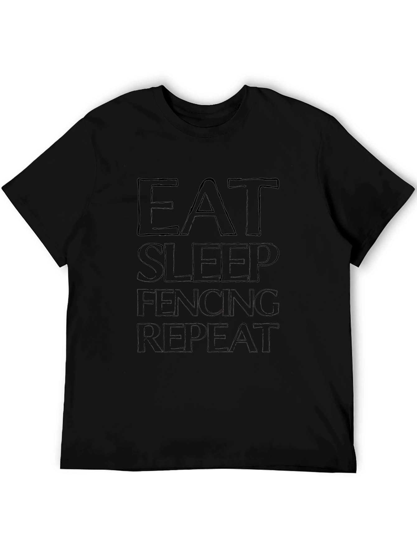 Eat Sleep Fencing Repeat Black Graphic T-Shirt