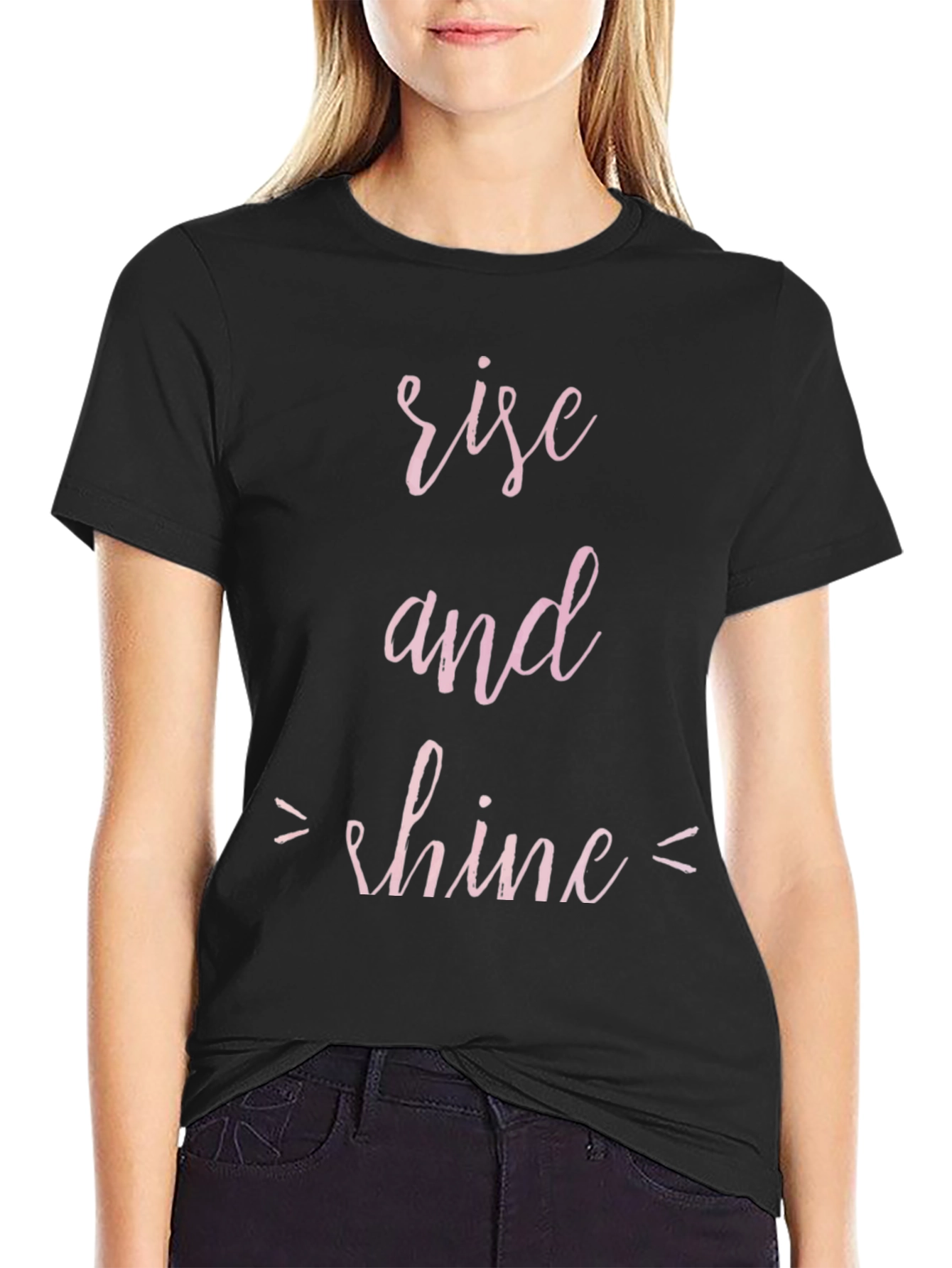 Rise and Shine Graphic Tee - Black Cotton T-Shirt