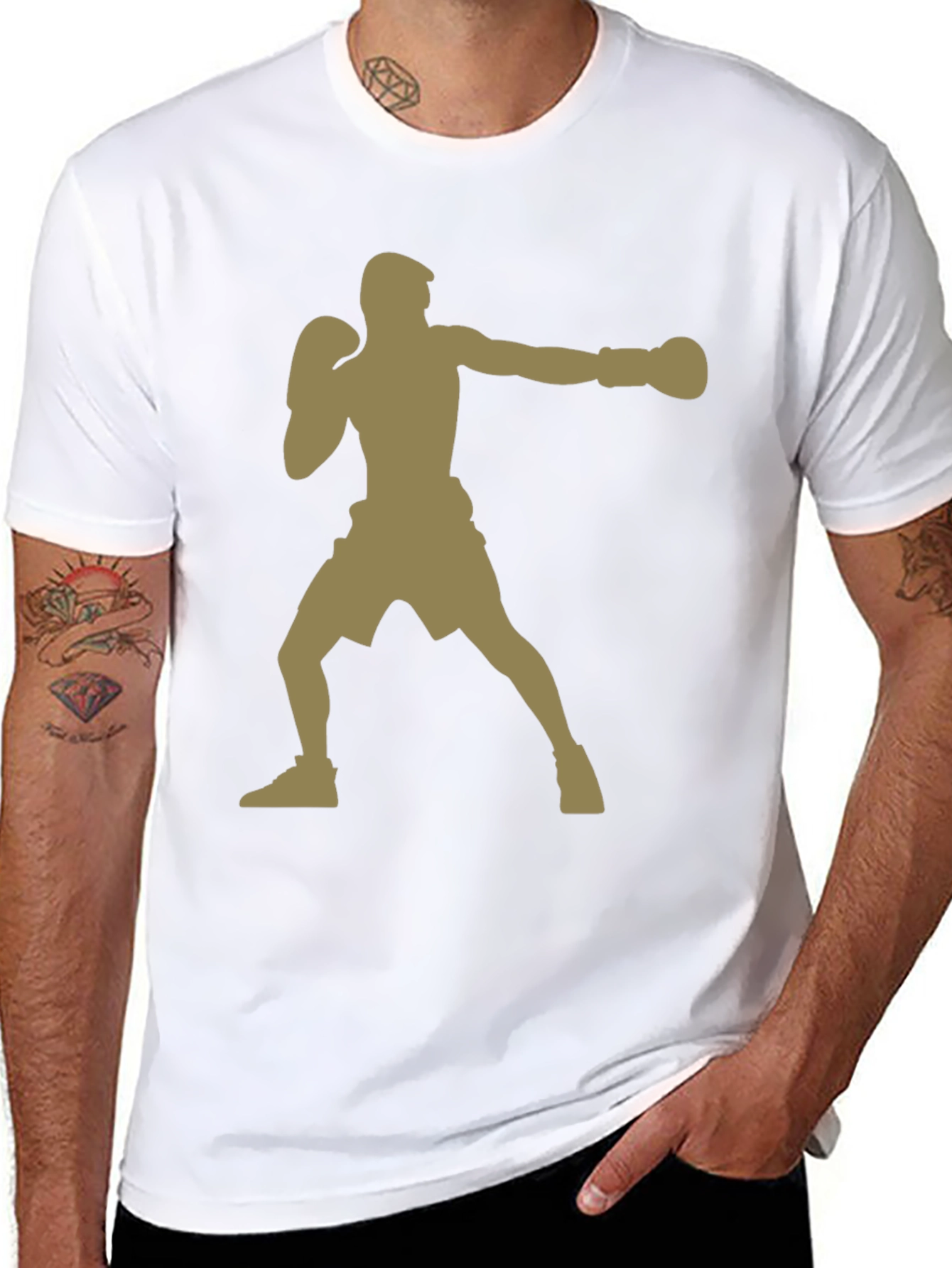 Boxer Silhouette Graphic Print Tee - Black