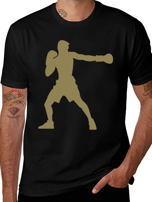 Boxer Silhouette Graphic Print Tee - Black