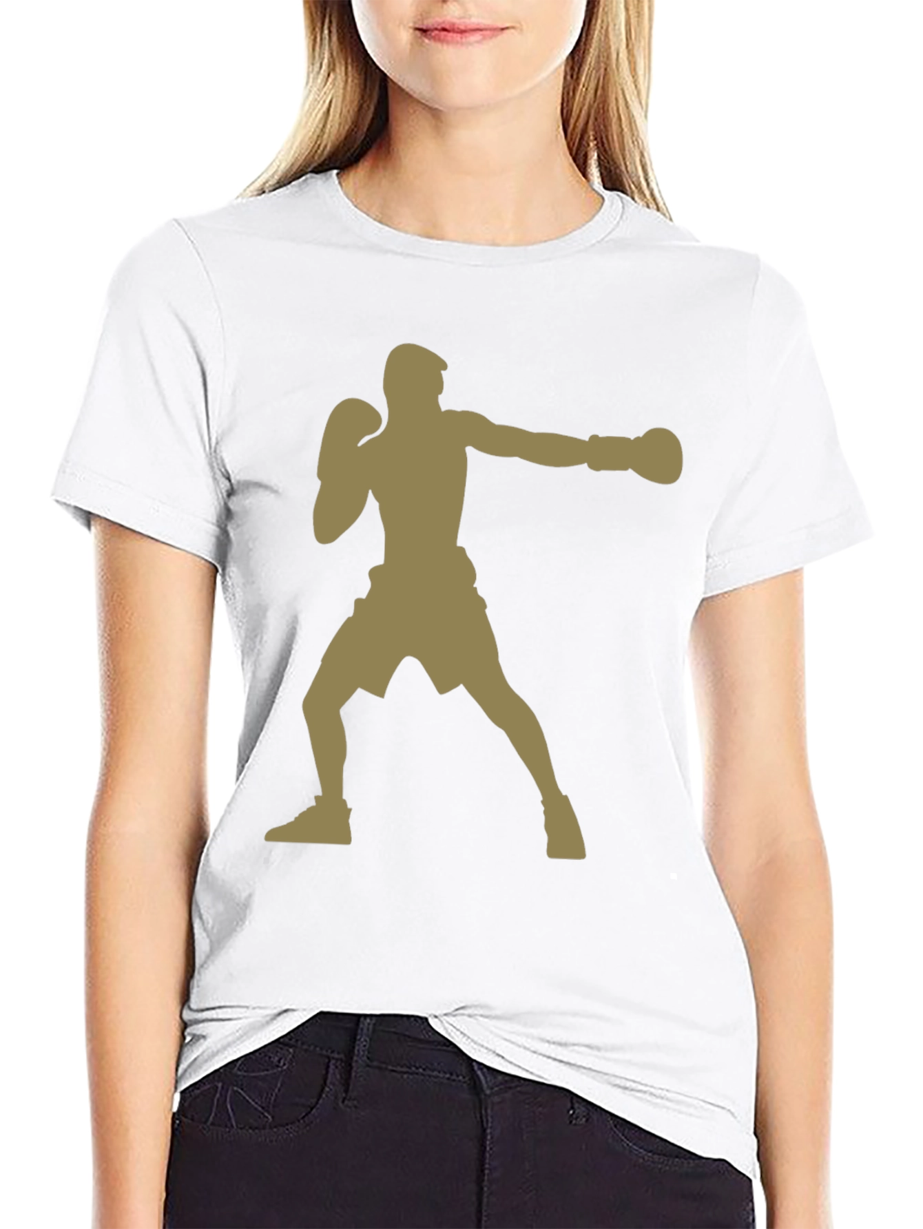 Boxer Silhouette Graphic Print Tee - Black