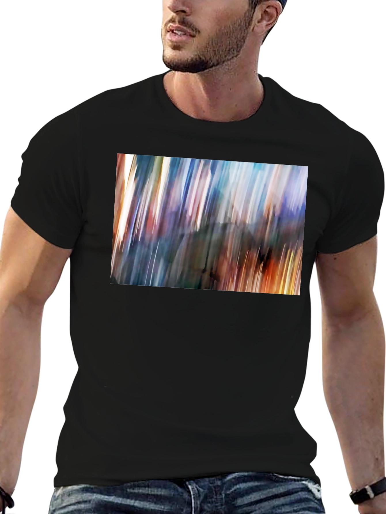 Abstract Blur Art Print Black T-Shirt