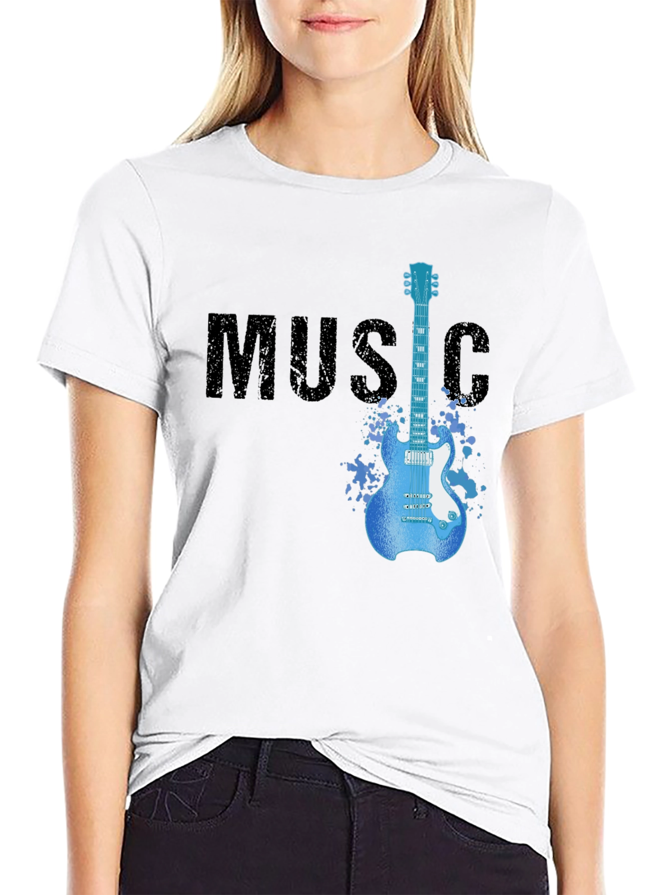 Music Guitar T-Shirt | Mens Black Graphic Tee