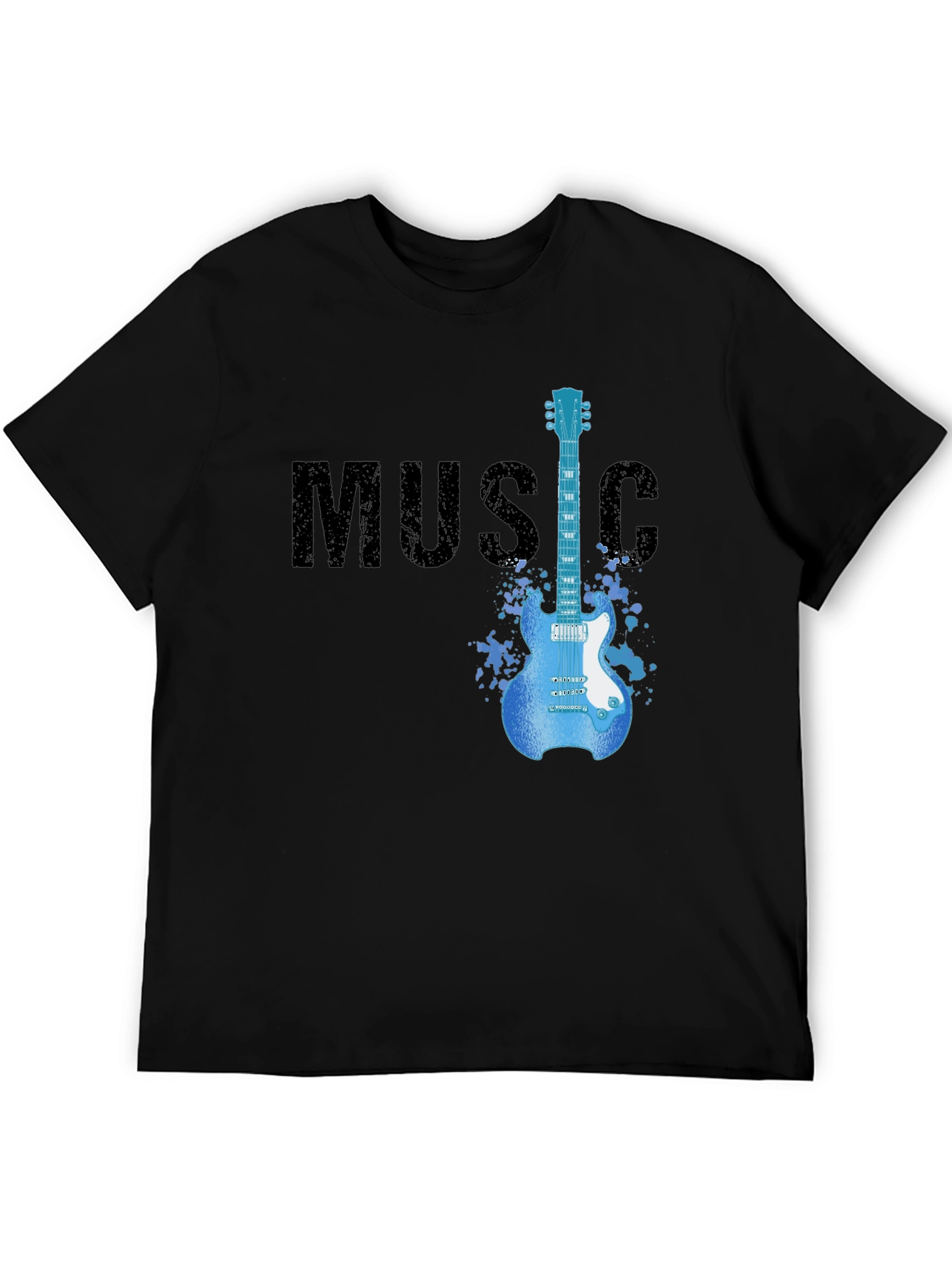 Music Guitar T-Shirt | Mens Black Graphic Tee