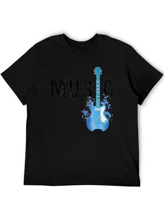 Music Guitar T-Shirt | Mens Black Graphic Tee
