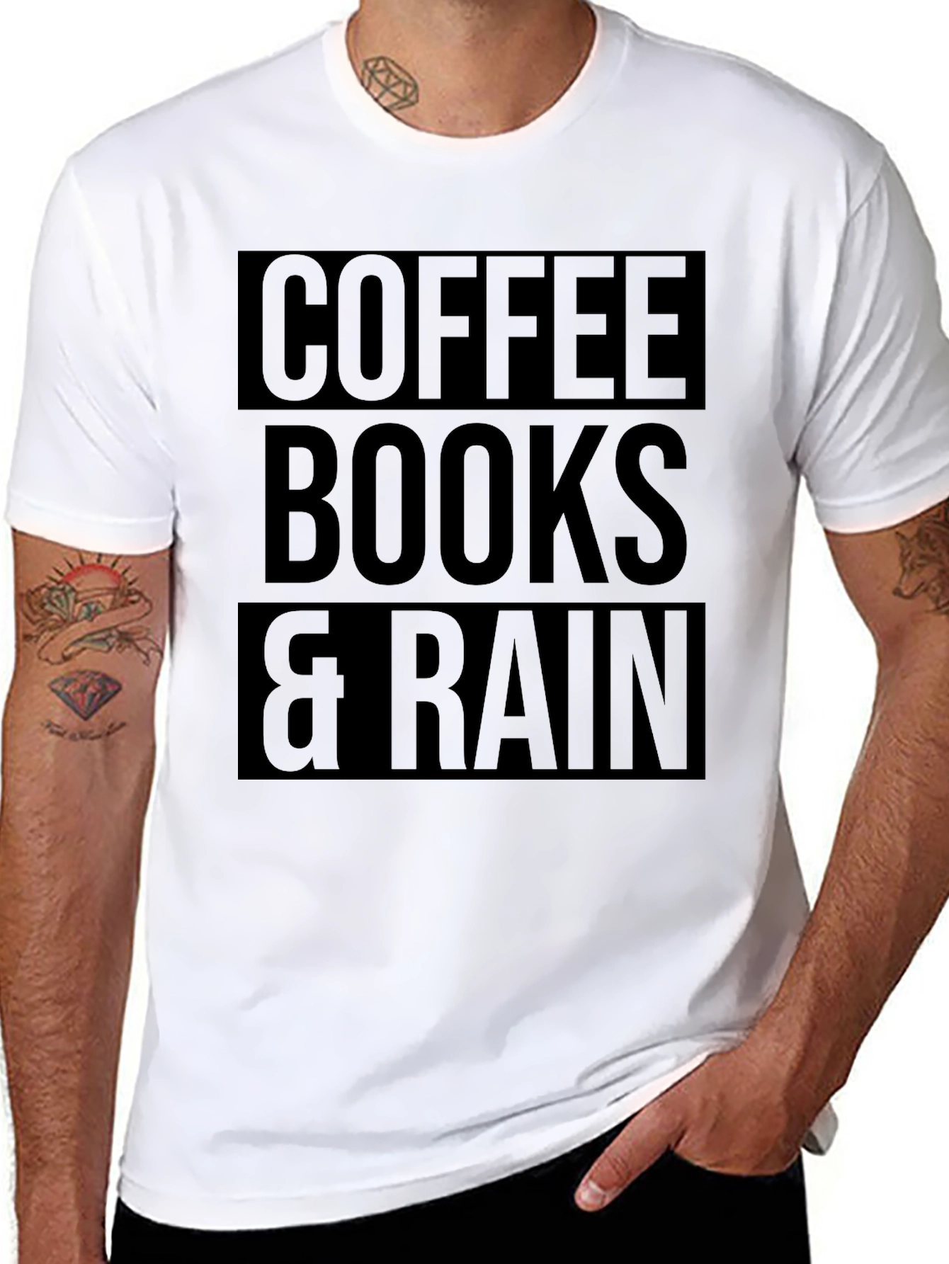 Coffee Books & Rain Black T-Shirt