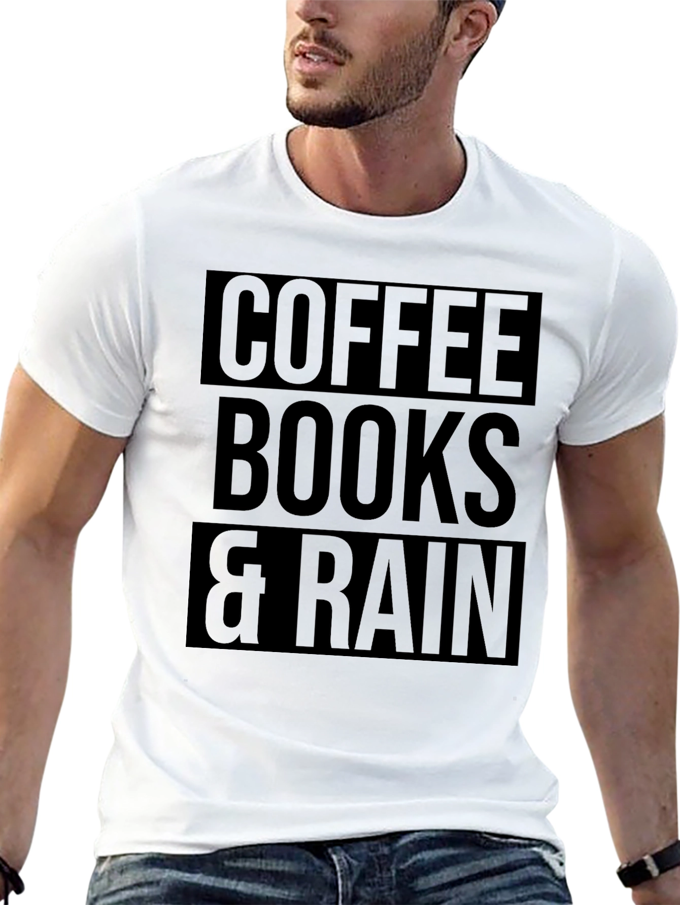 Coffee Books & Rain Black T-Shirt