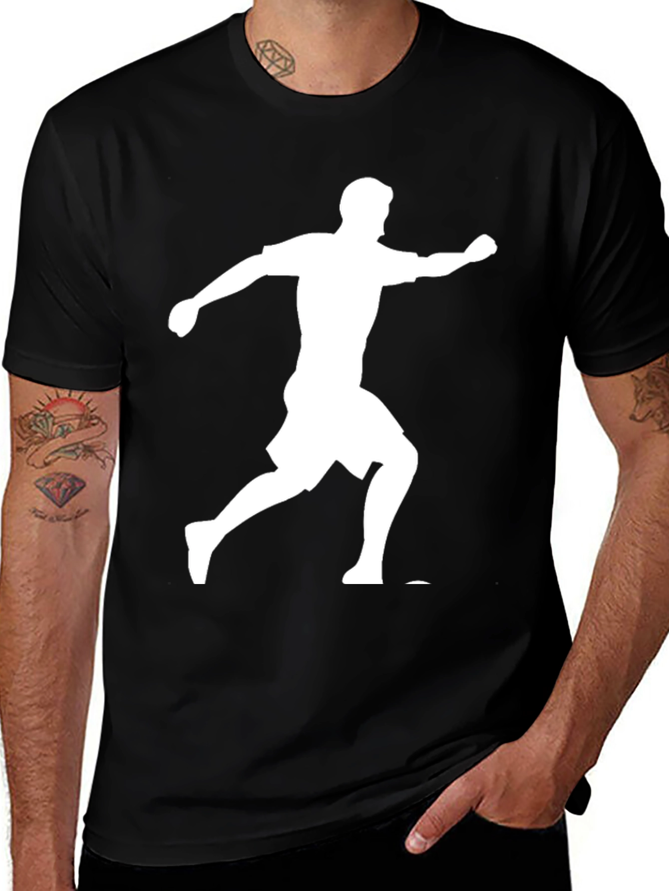 Running Man Graphic Tee - Black Cotton Blend Shirt