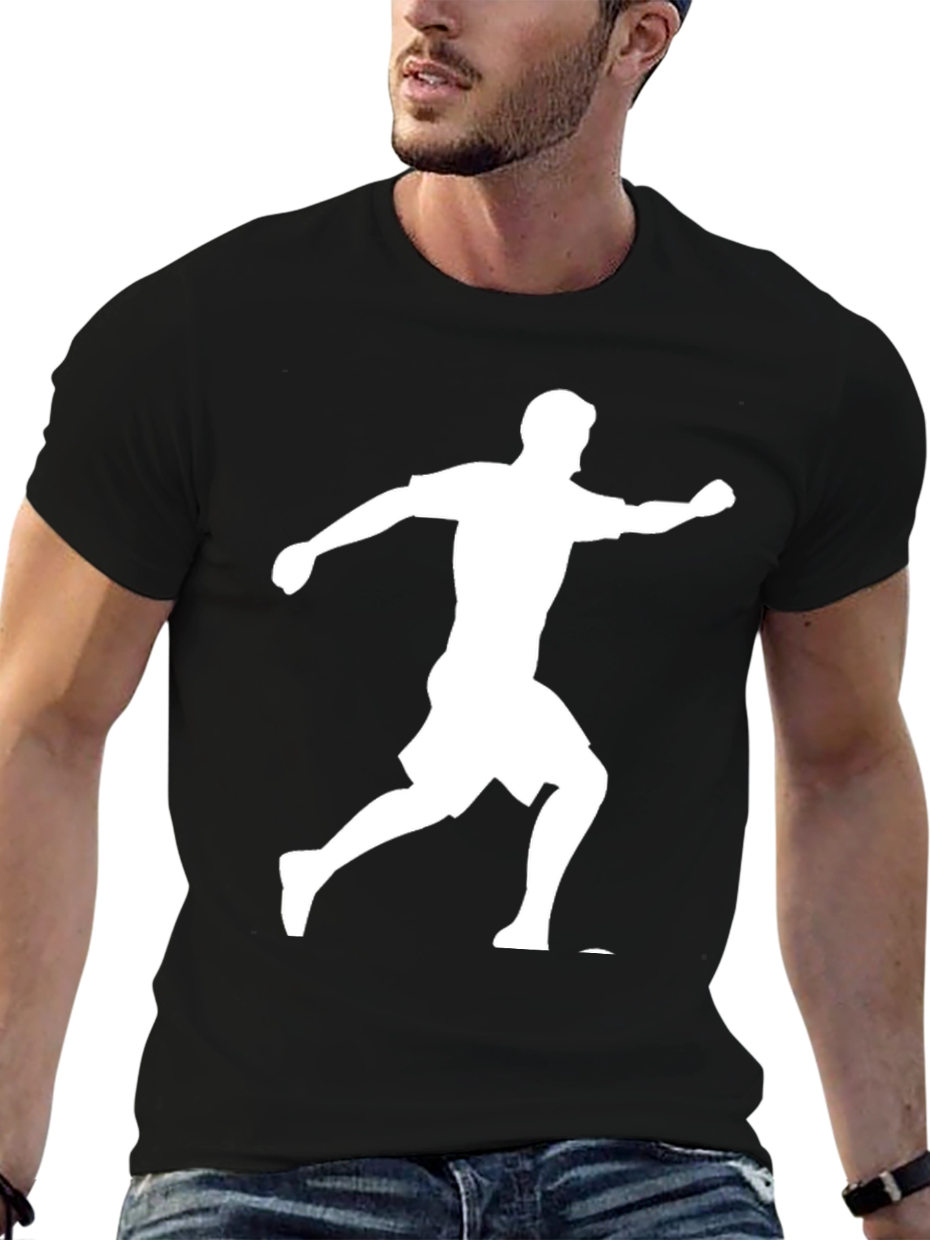 Running Man Graphic Tee - Black Cotton Blend Shirt