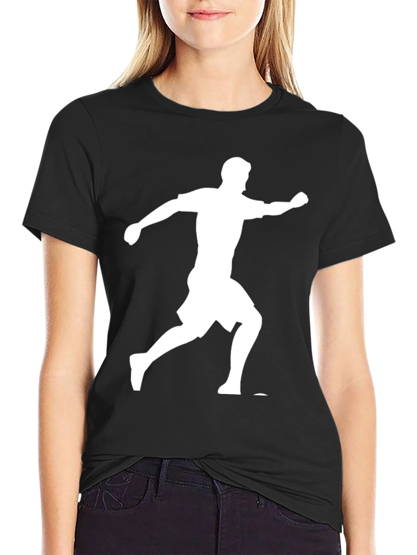 Running Man Graphic Tee - Black Cotton Blend Shirt