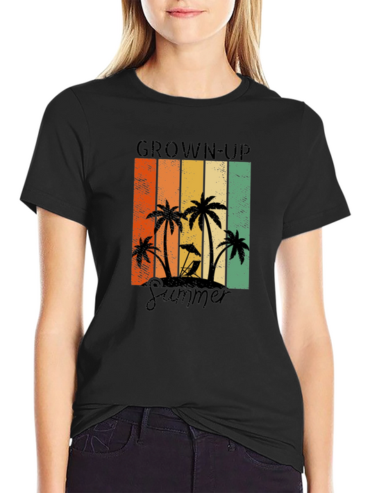 Grown-Up Summer Graphic Tee - Tropical Palm Tree Shirt