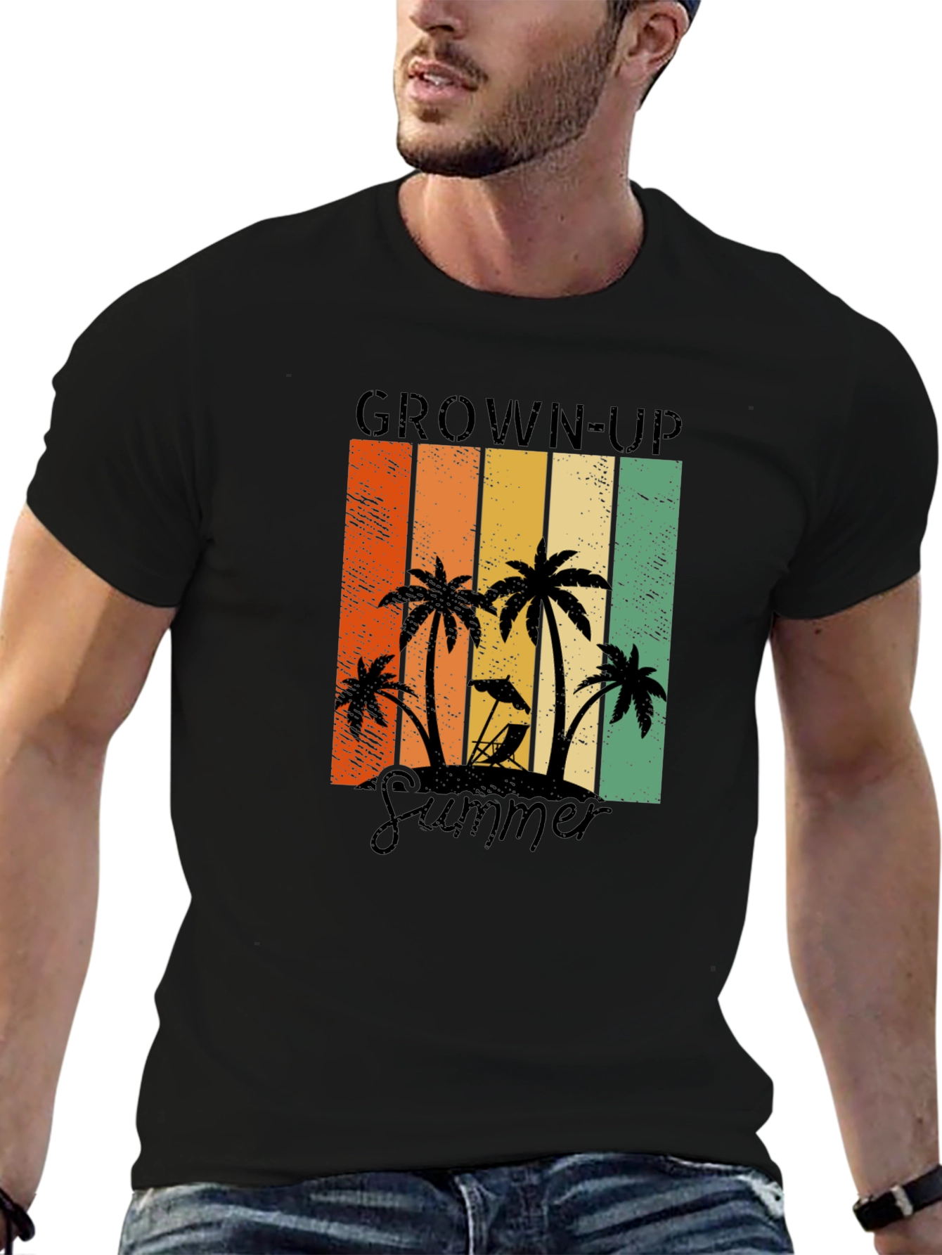 Grown-Up Summer Graphic Tee - Tropical Palm Tree Shirt