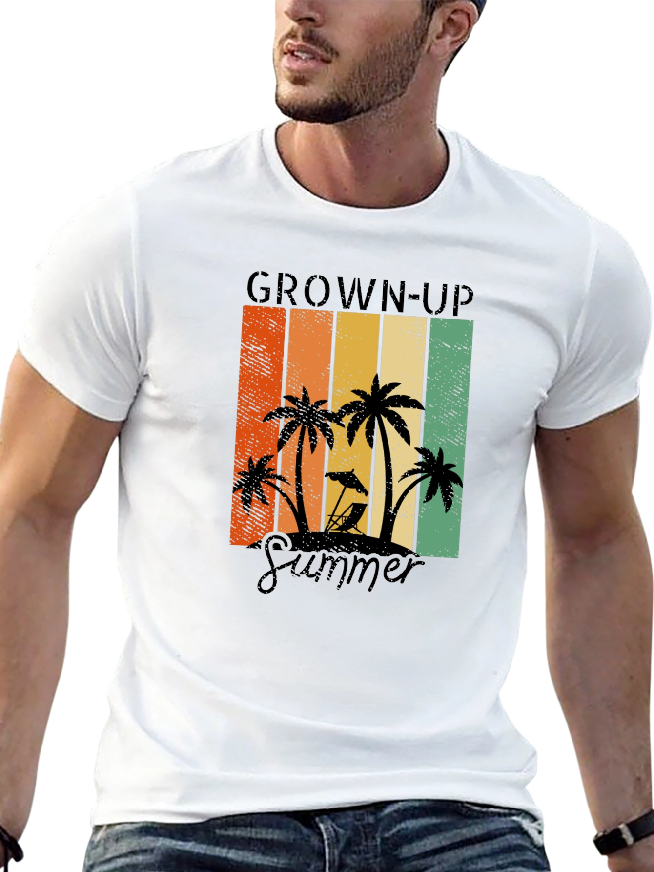Grown-Up Summer Graphic Tee - Tropical Palm Tree Shirt
