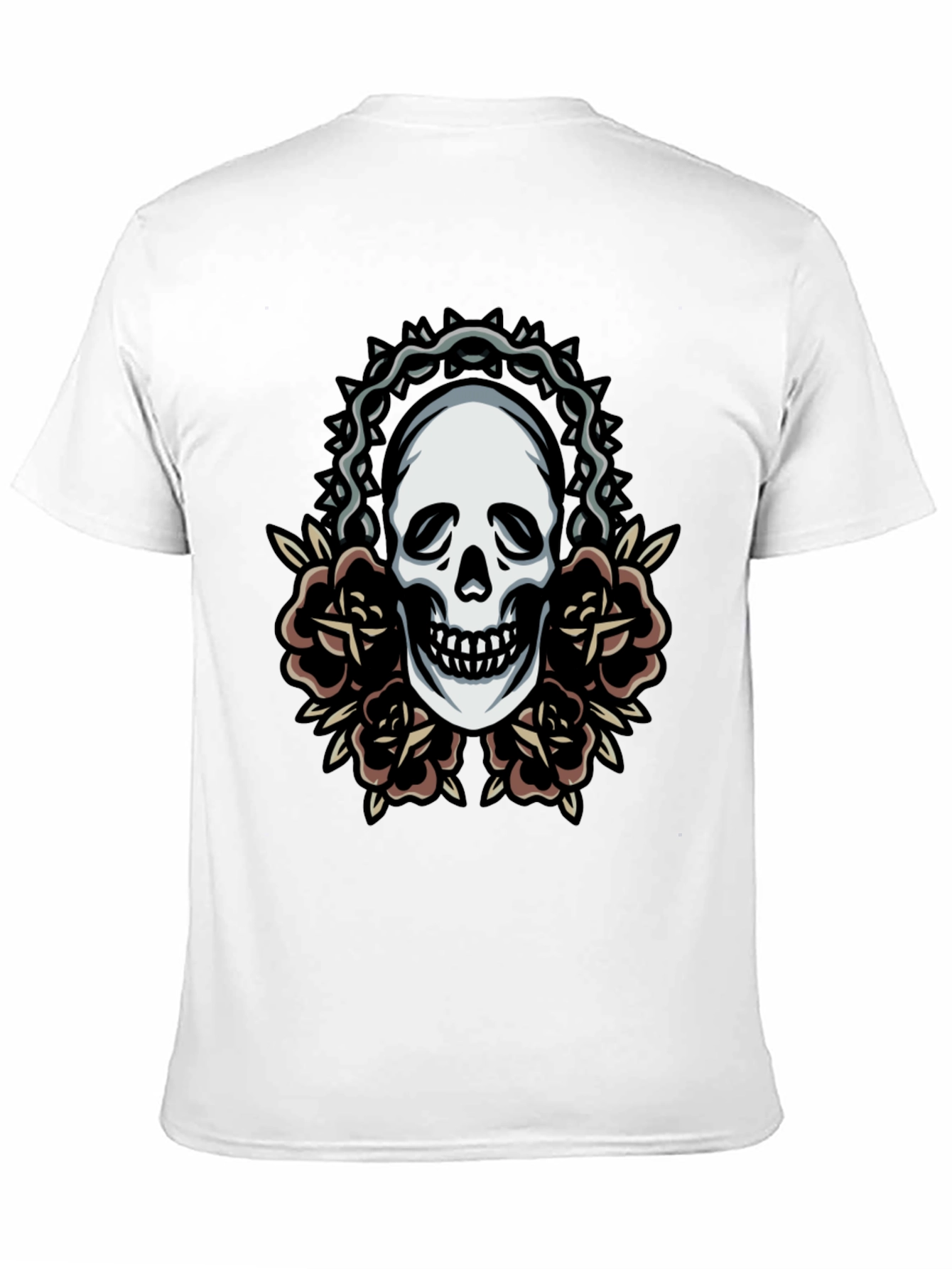Skull and Roses Graphic Tee - Classic Black T-Shirt