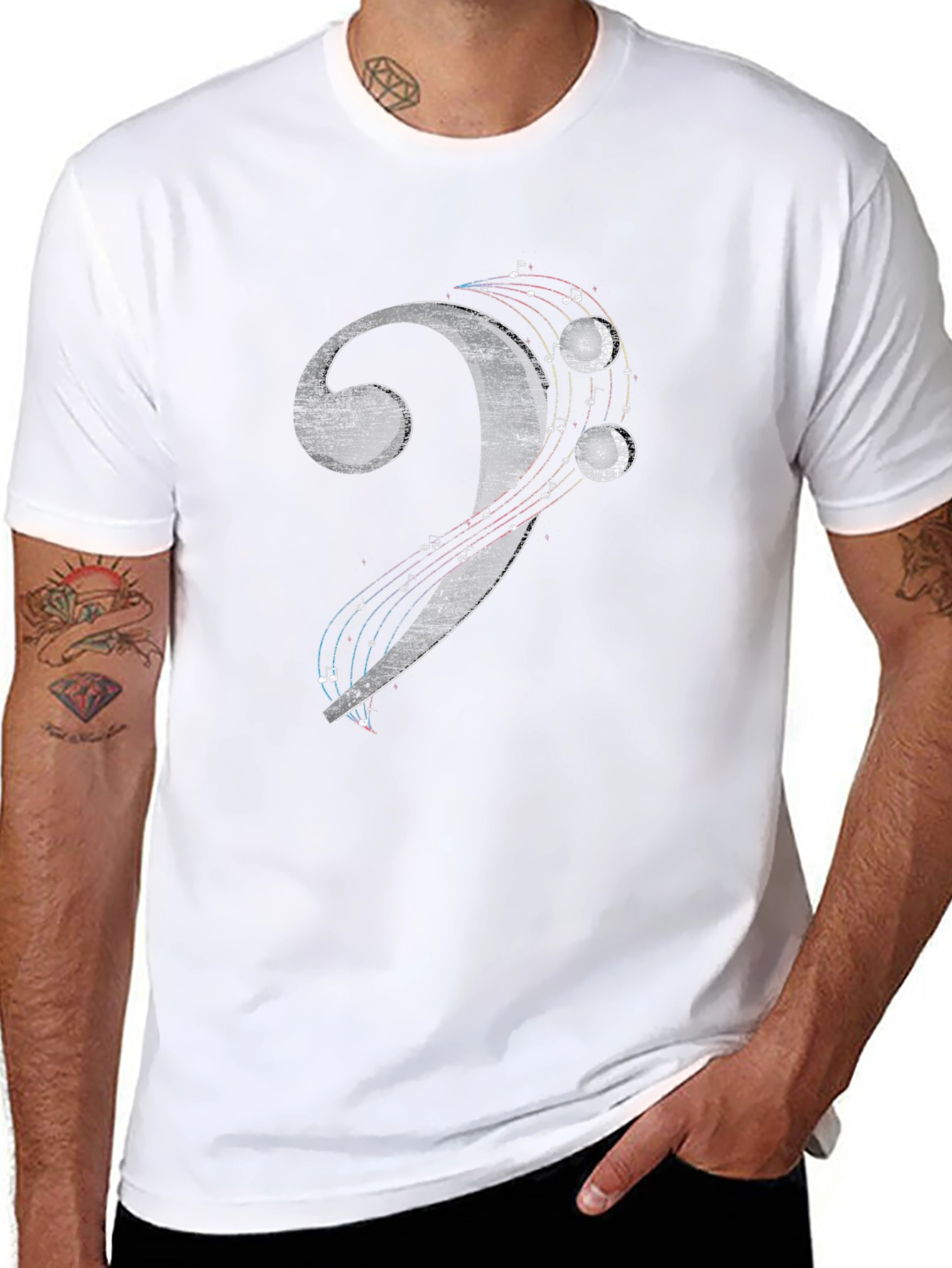 Bass Clef Musical Note Graphic T-Shirt