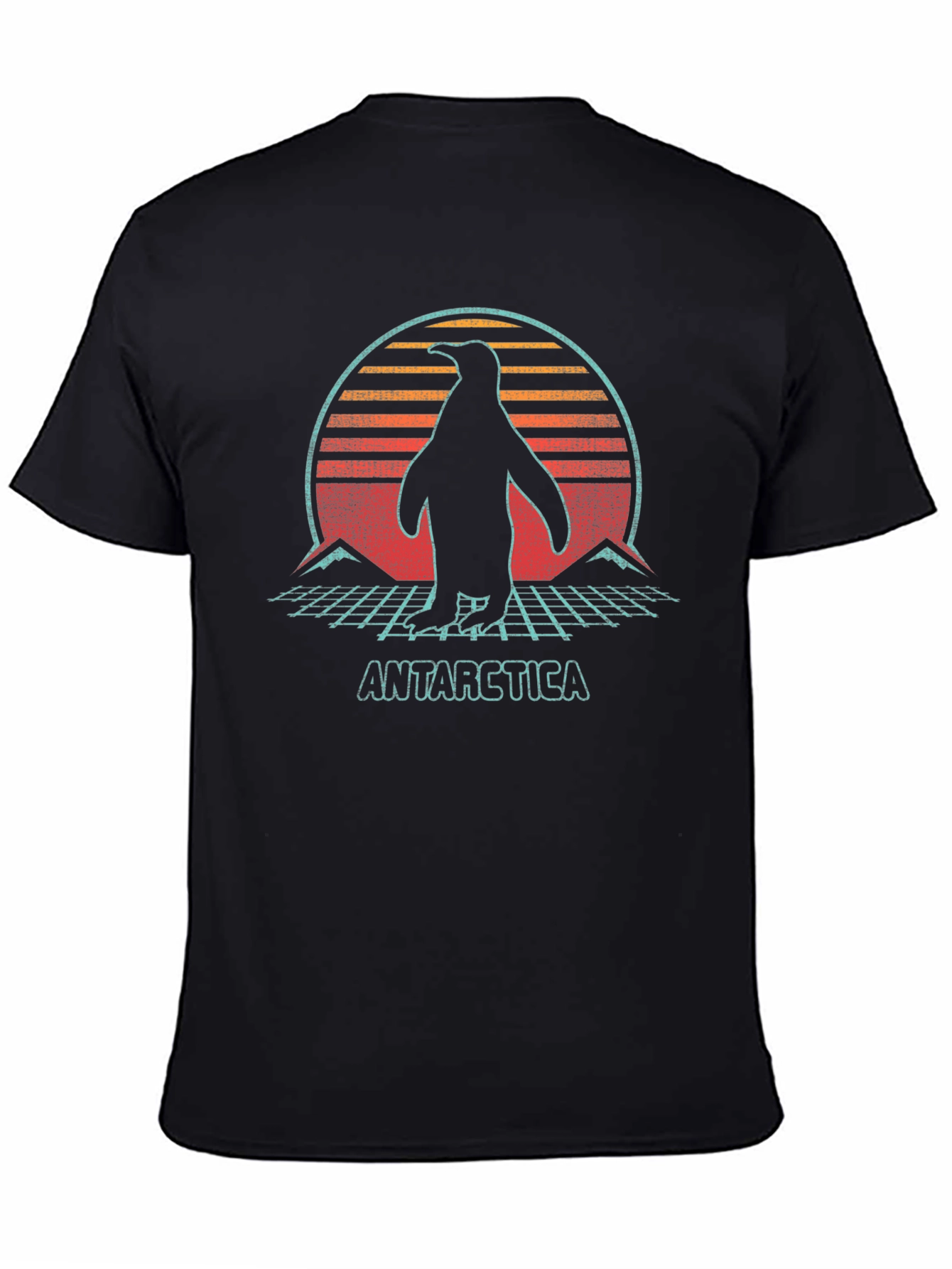 Retro Antarctica Penguin Graphic Tee - Black