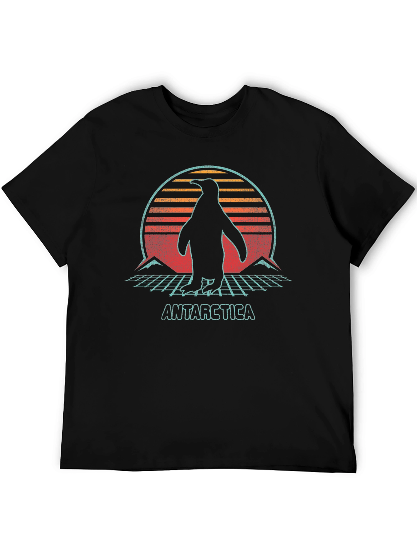 Retro Antarctica Penguin Graphic Tee - Black