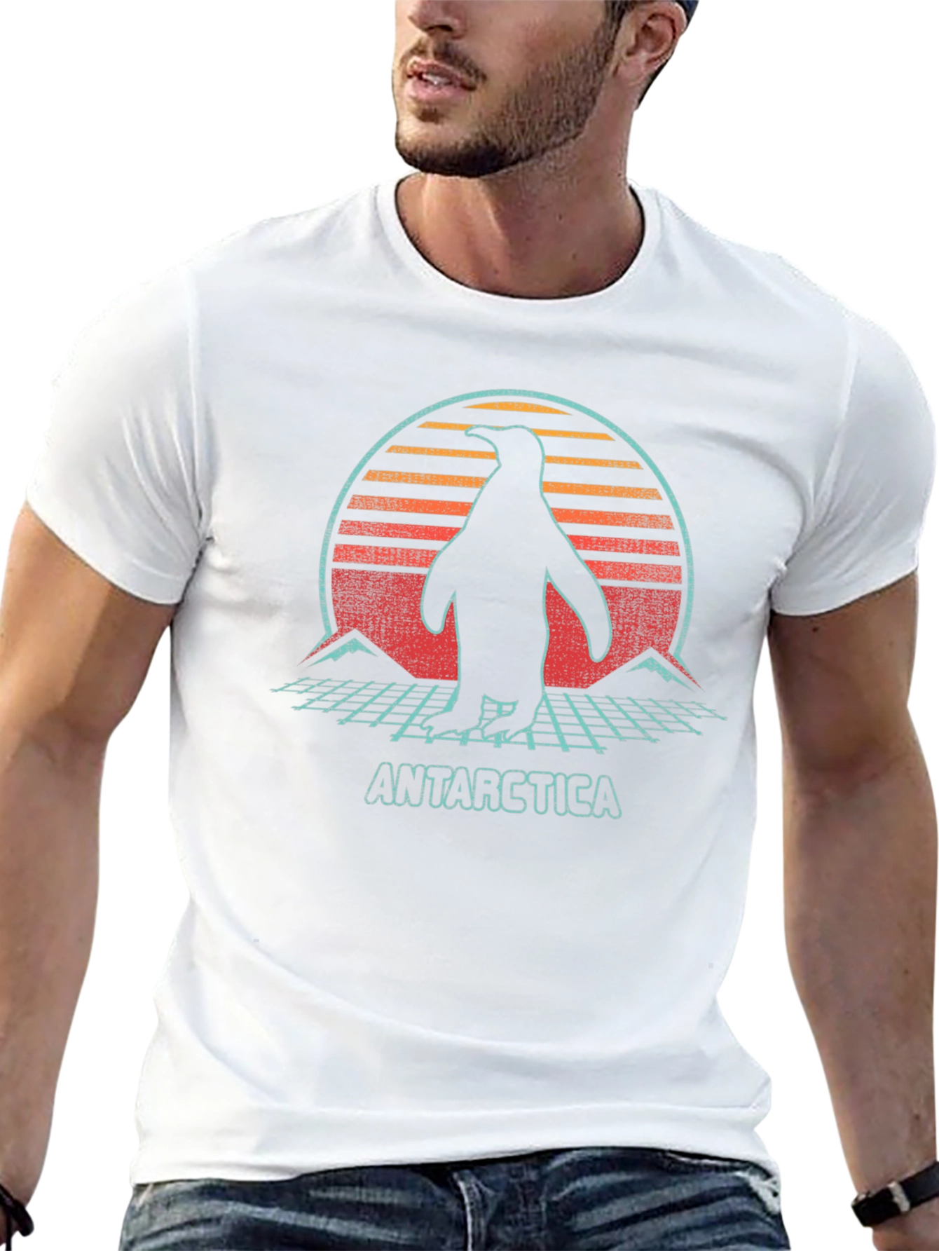 Retro Antarctica Penguin Graphic Tee - Black