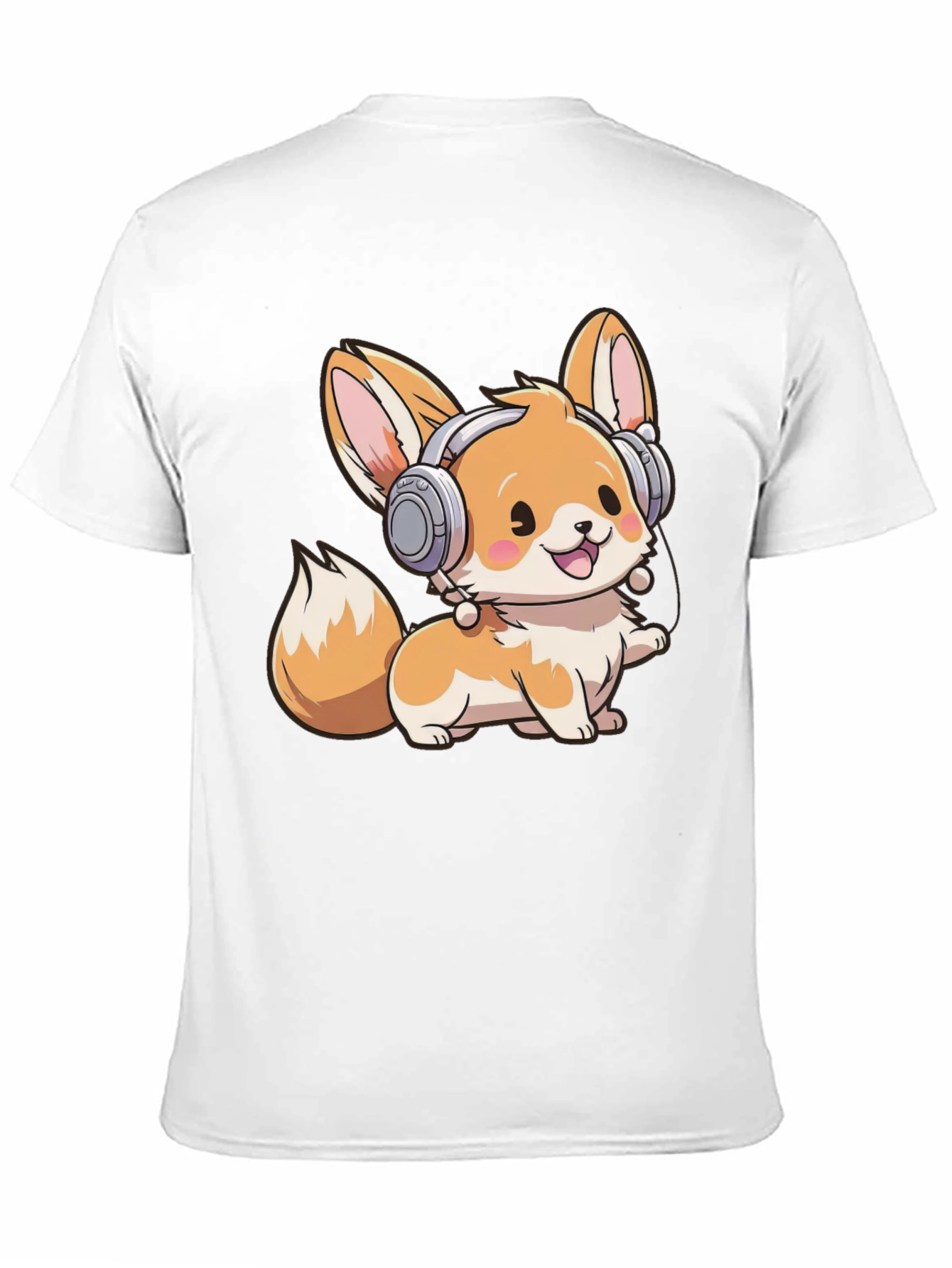 Cute Fox with Headphones Graphic Tee