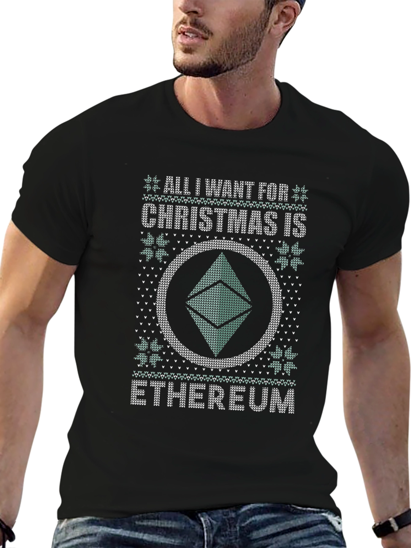 Ethereum Ugly Christmas Sweater Style T-Shirt