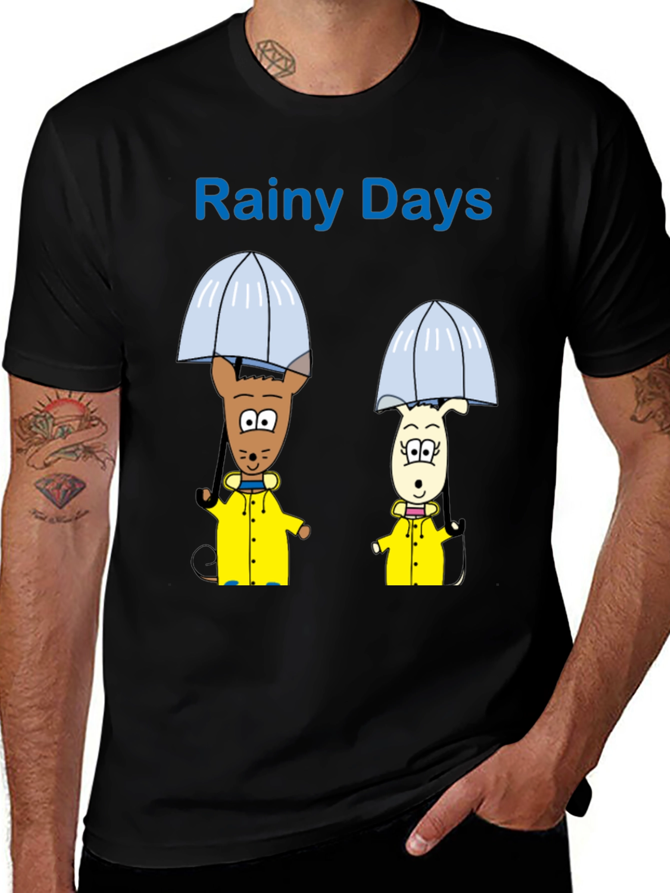 Rainy Days Cartoon Graphic T-Shirt