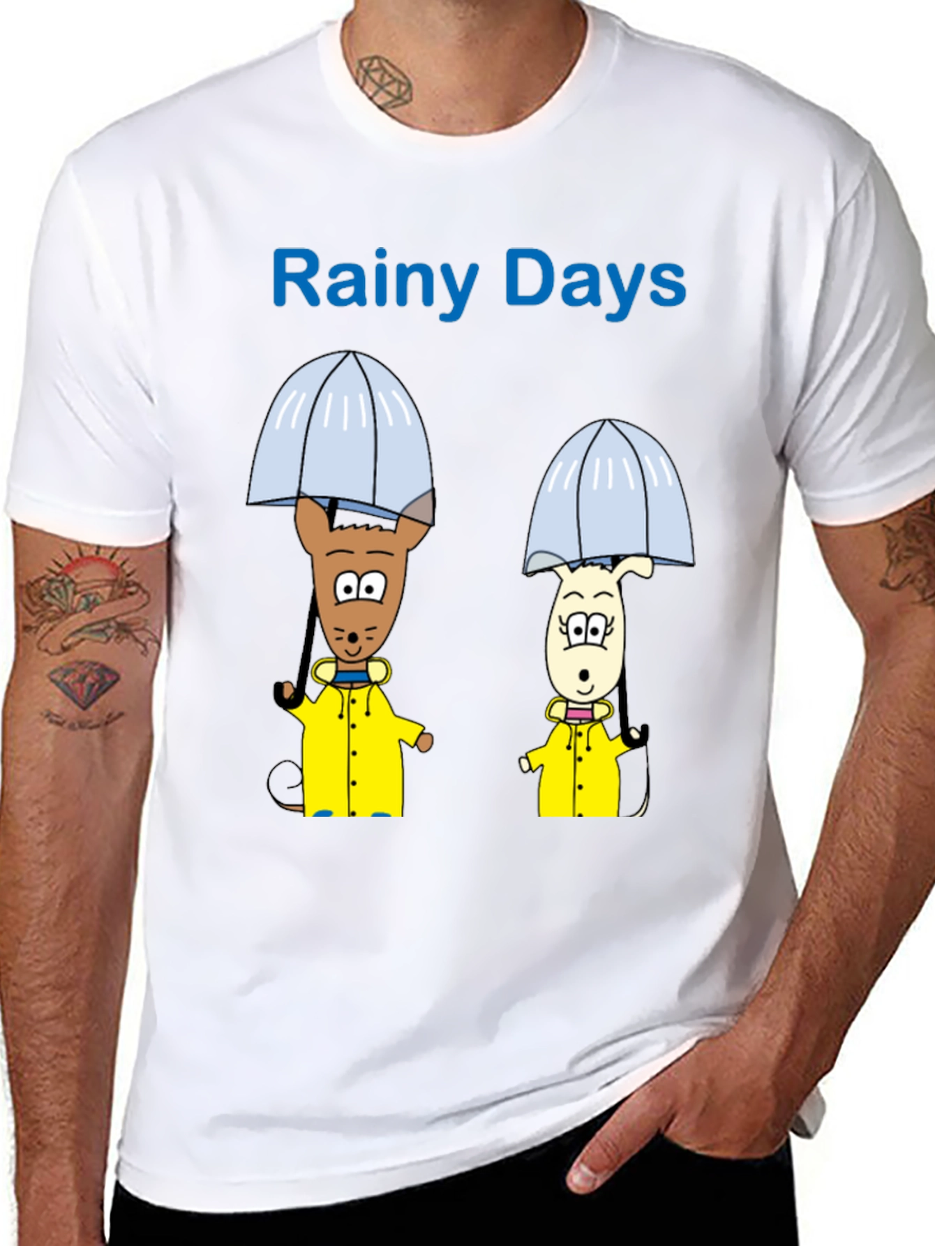 Rainy Days Cartoon Graphic T-Shirt