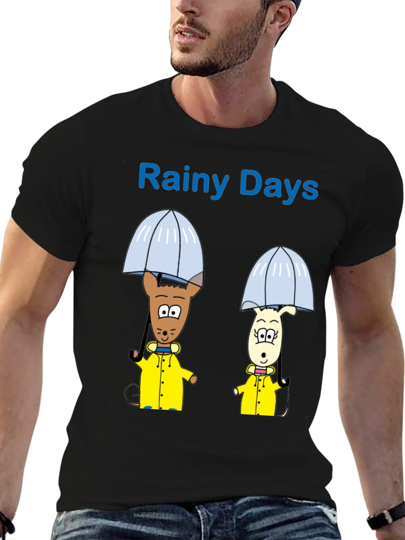 Rainy Days Cartoon Graphic T-Shirt
