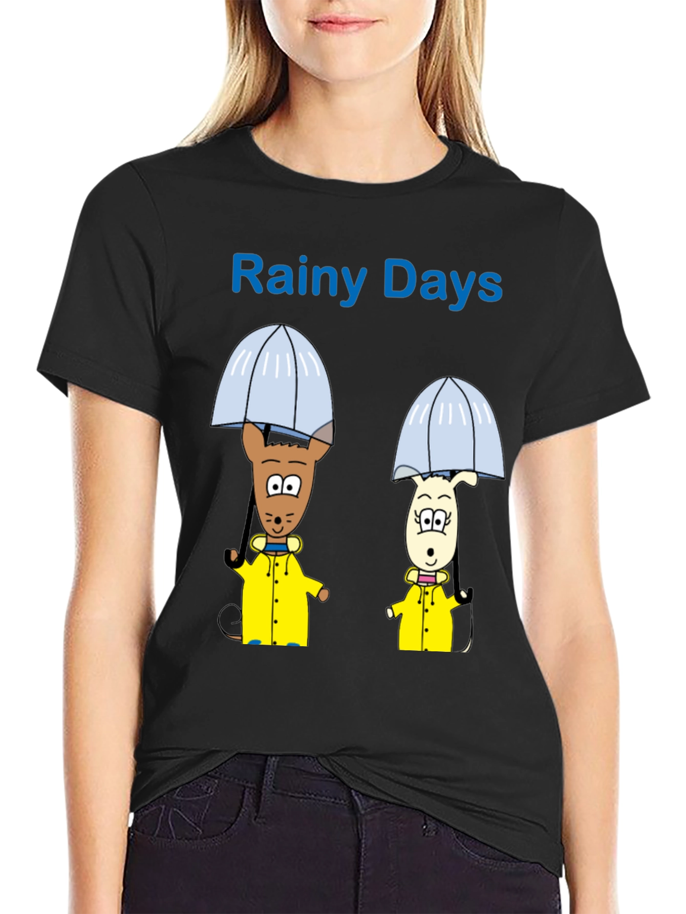 Rainy Days Cartoon Graphic T-Shirt