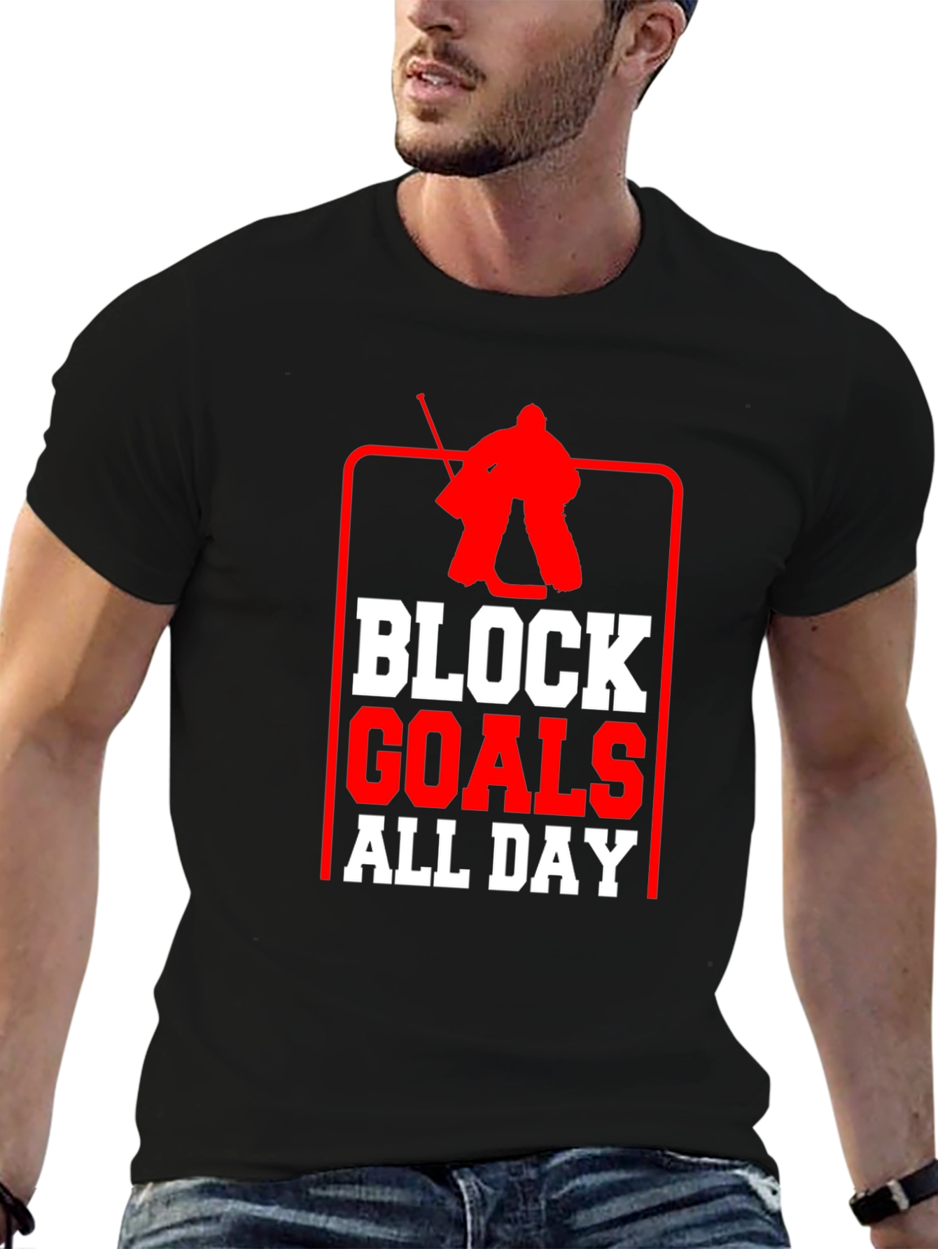 Block Goals All Day Hockey T-Shirt