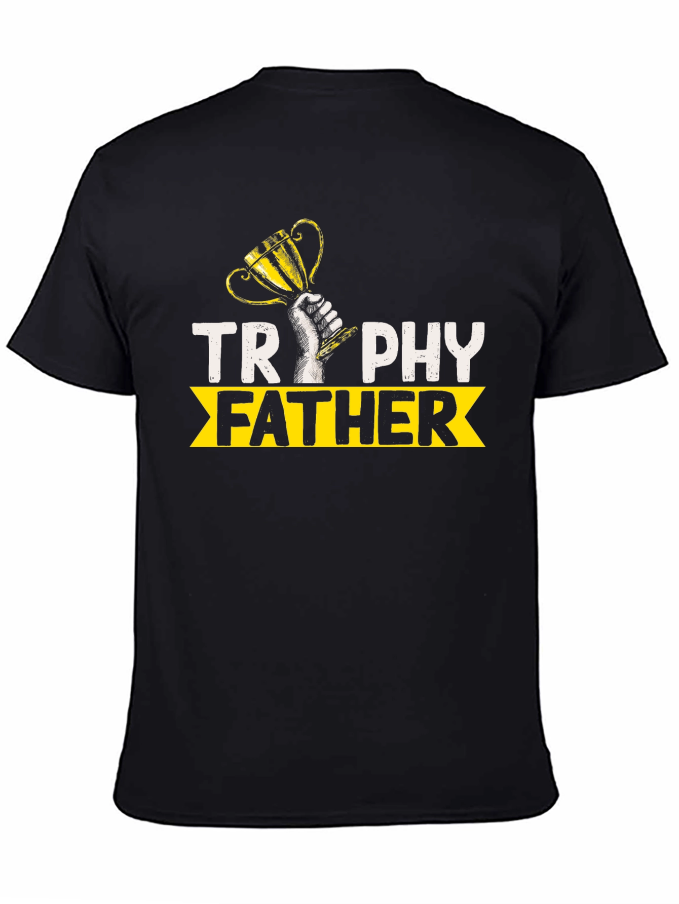 Trophy Father Graphic T-Shirt - Black Cotton Blend