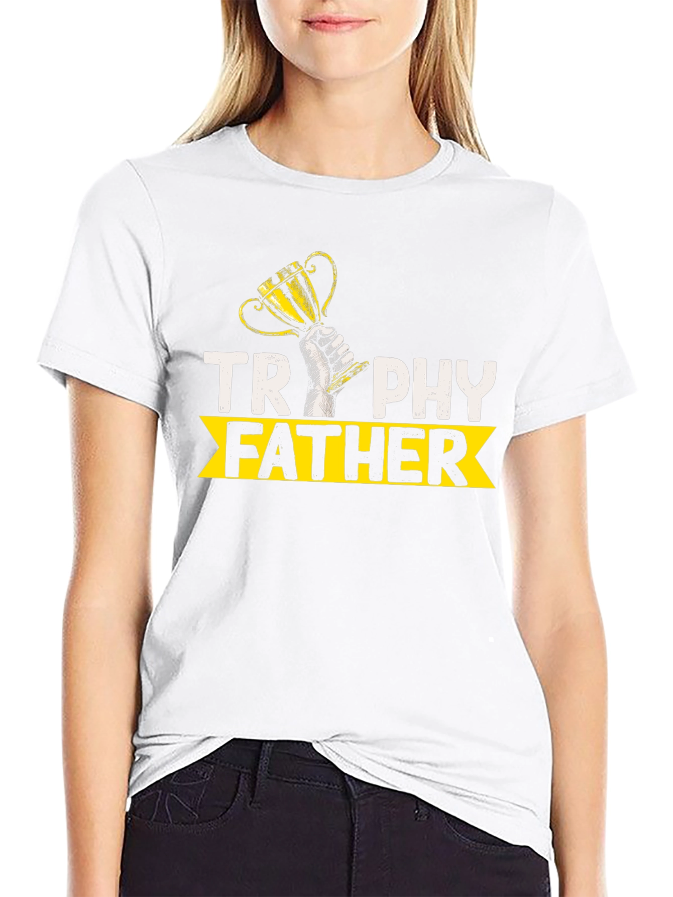 Trophy Father Graphic T-Shirt - Black Cotton Blend