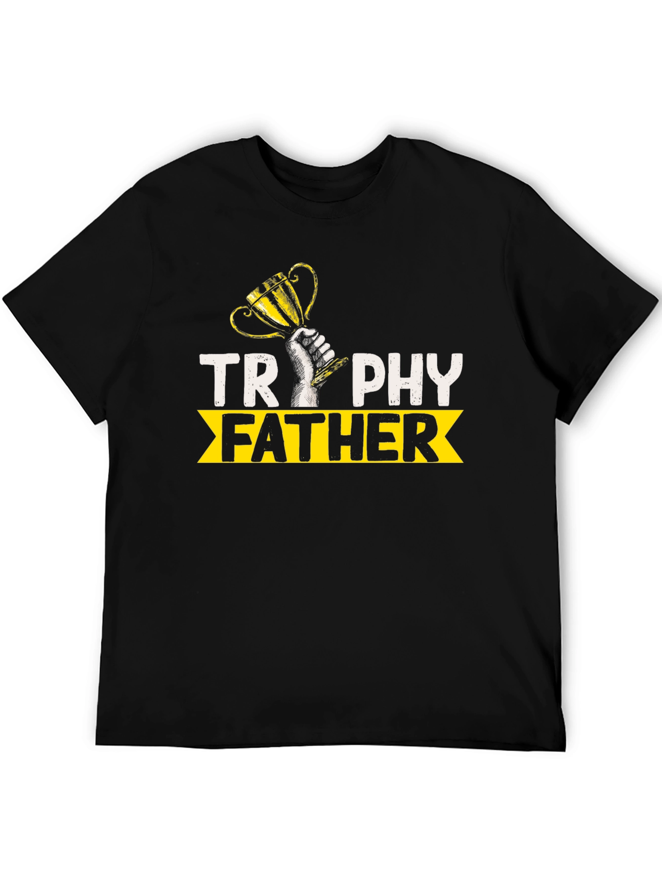 Trophy Father Graphic T-Shirt - Black Cotton Blend