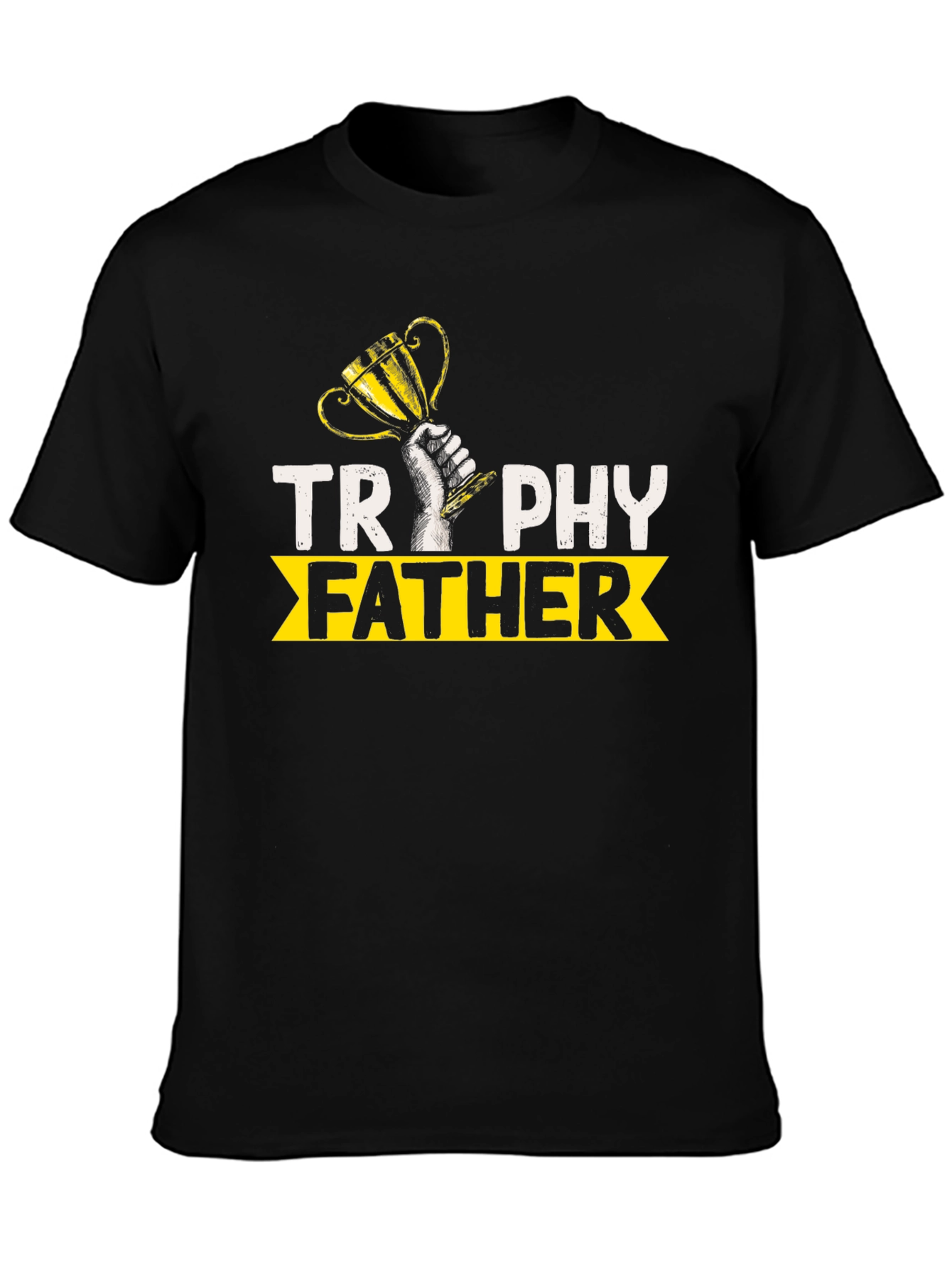 Trophy Father Graphic T-Shirt - Black Cotton Blend