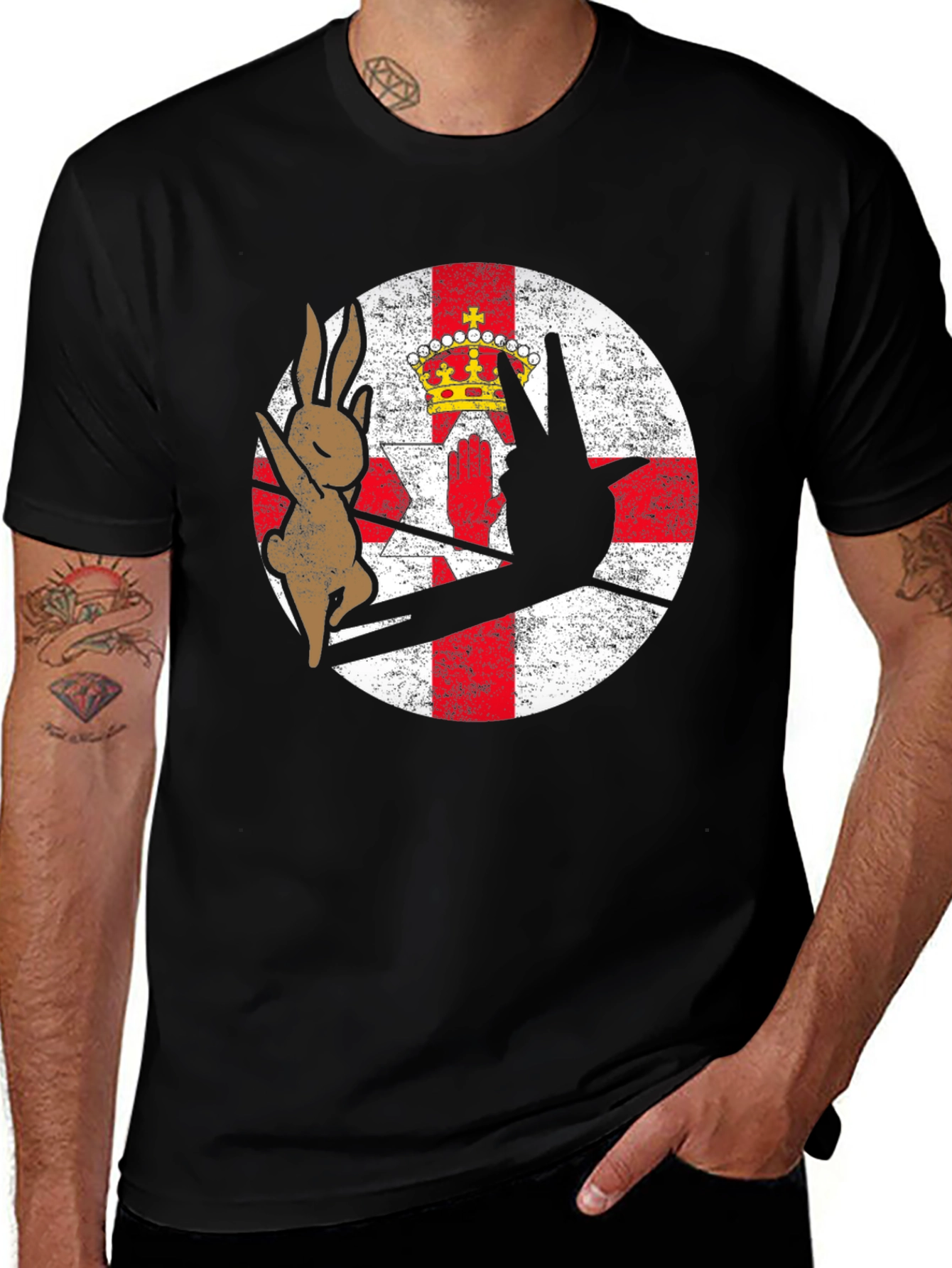 Northern Ireland Flag T-Shirt Rabbit and Hand