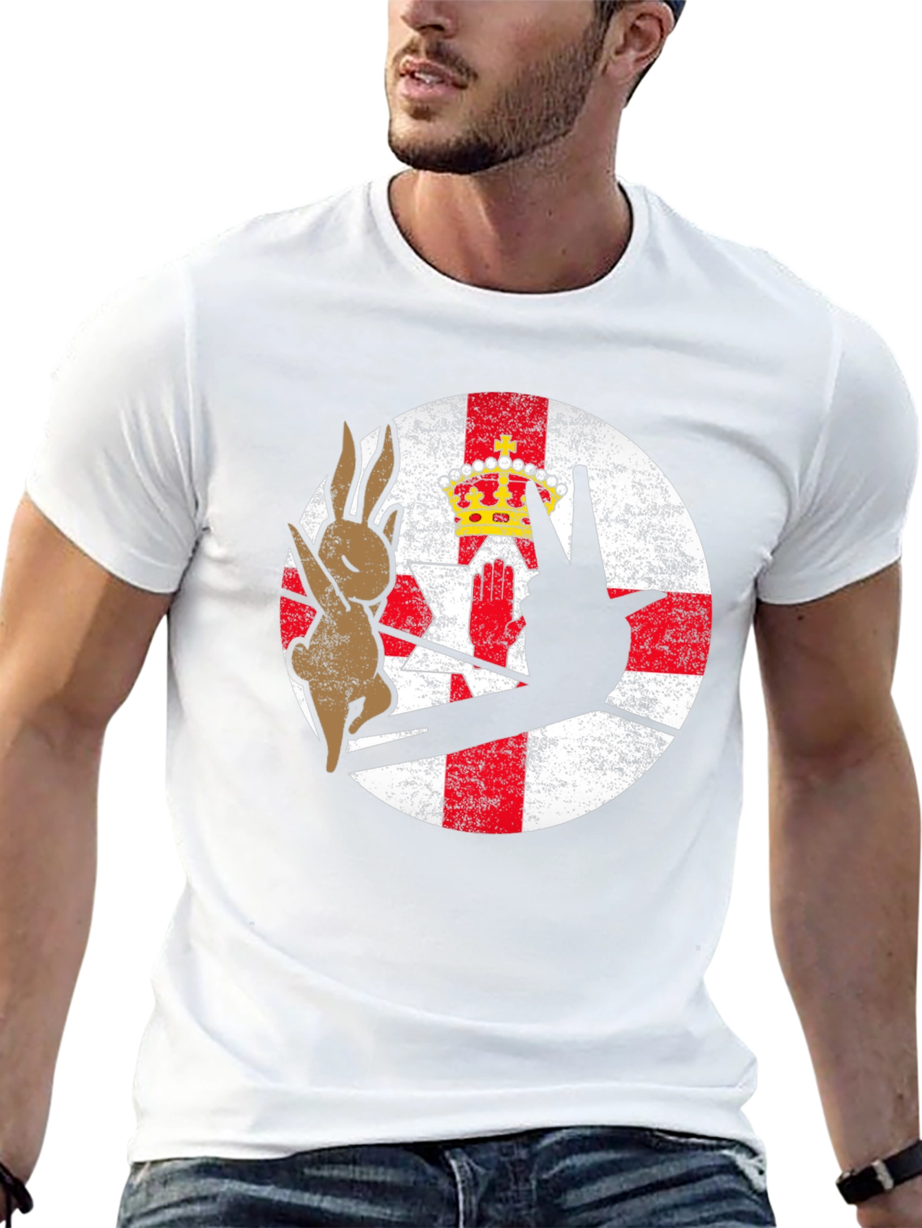 Northern Ireland Flag T-Shirt Rabbit and Hand