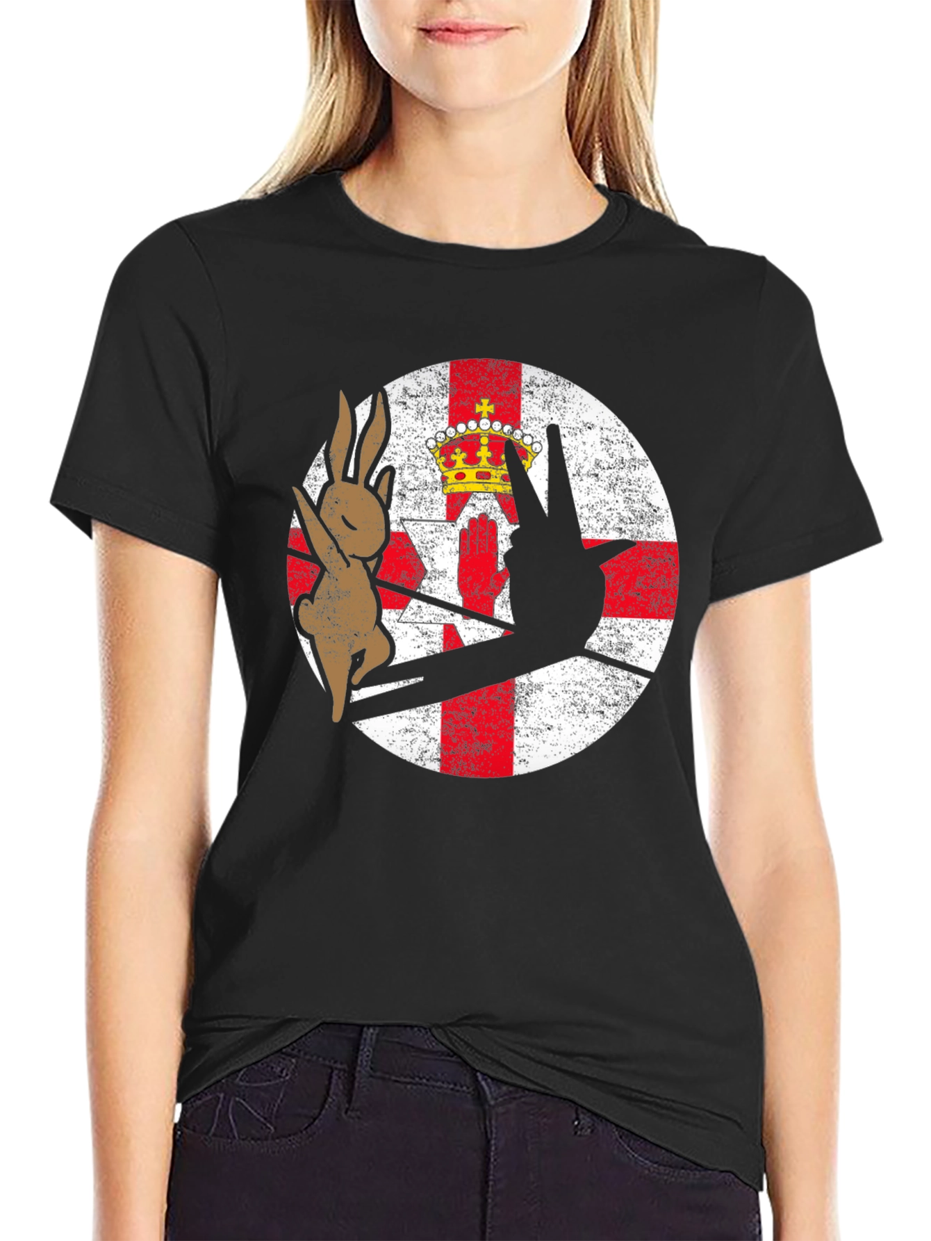 Northern Ireland Flag T-Shirt Rabbit and Hand