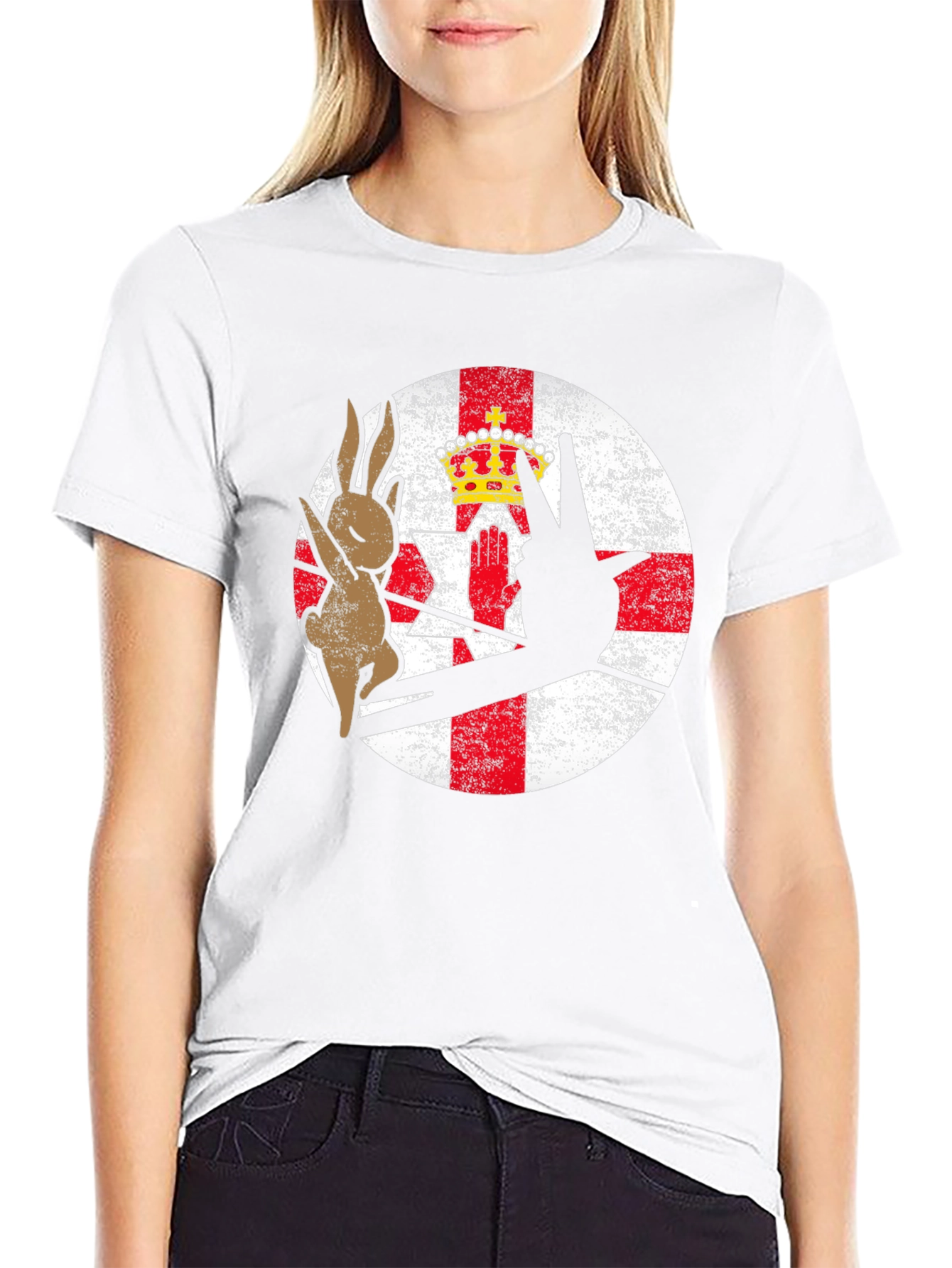 Northern Ireland Flag T-Shirt Rabbit and Hand