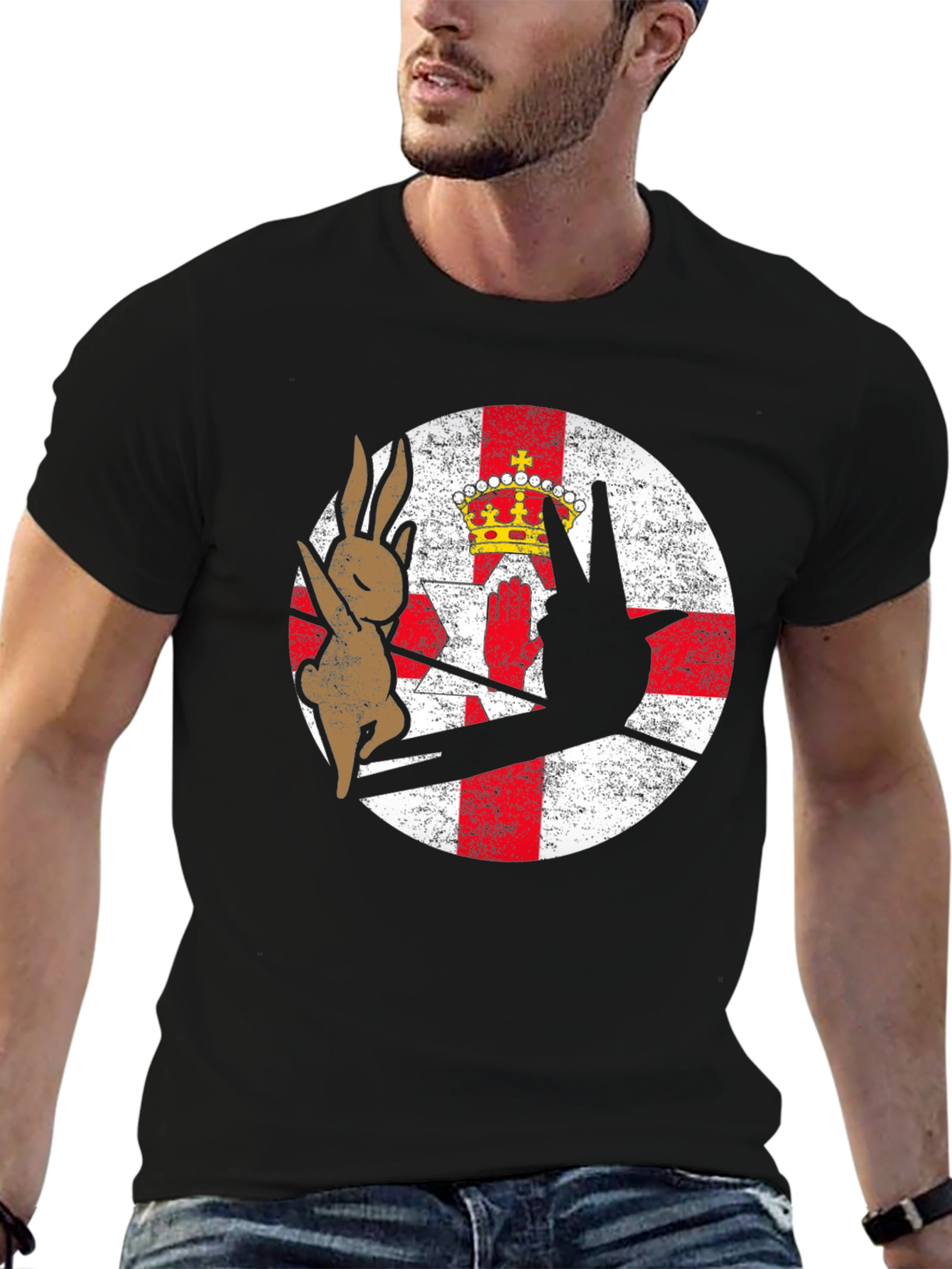 Northern Ireland Flag T-Shirt Rabbit and Hand