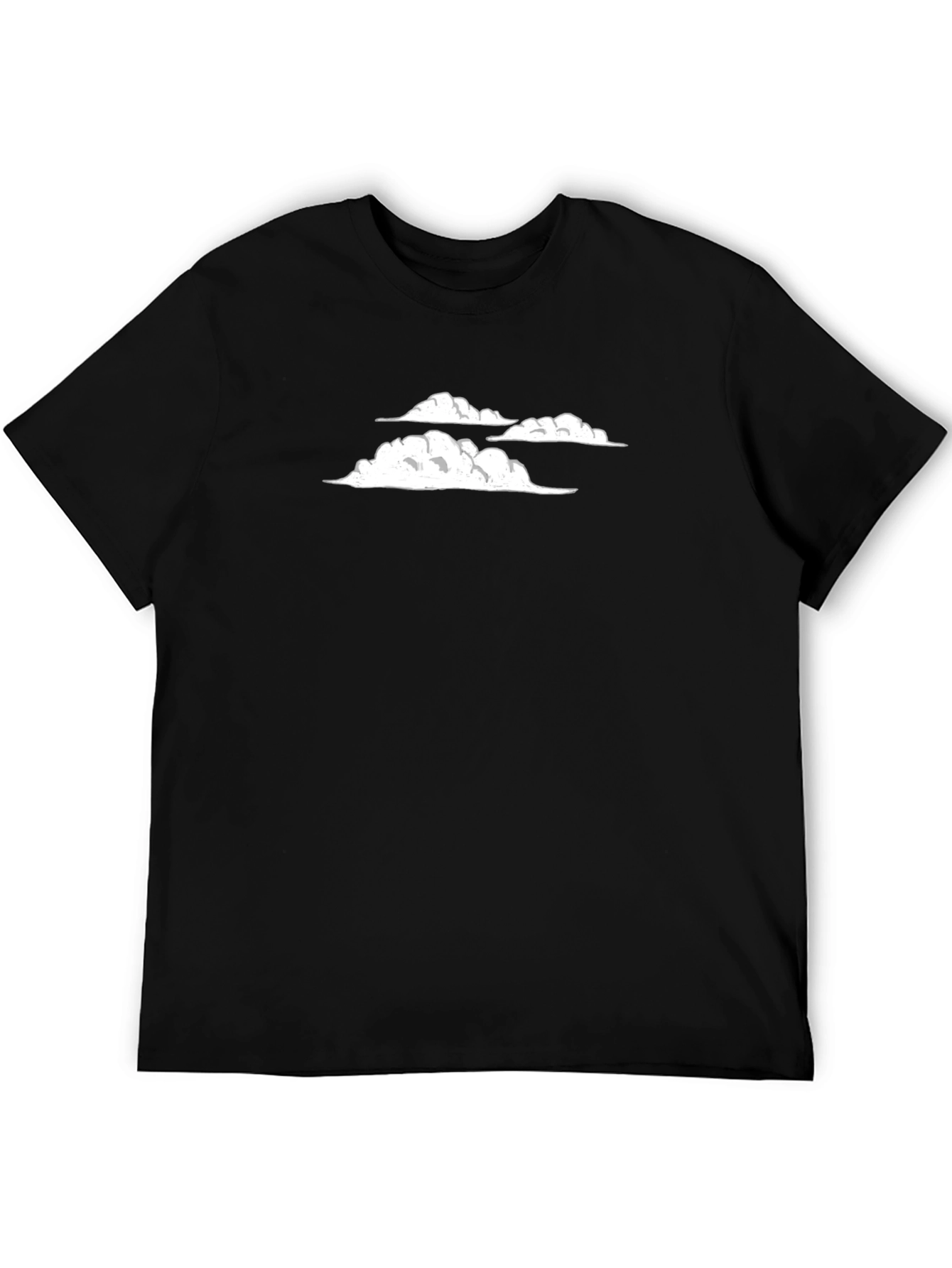 Cloud Design Black Cotton T-Shirt