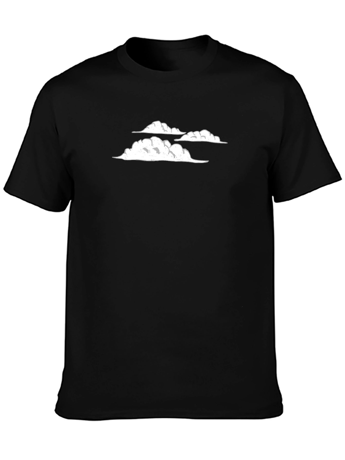 Cloud Design Black Cotton T-Shirt