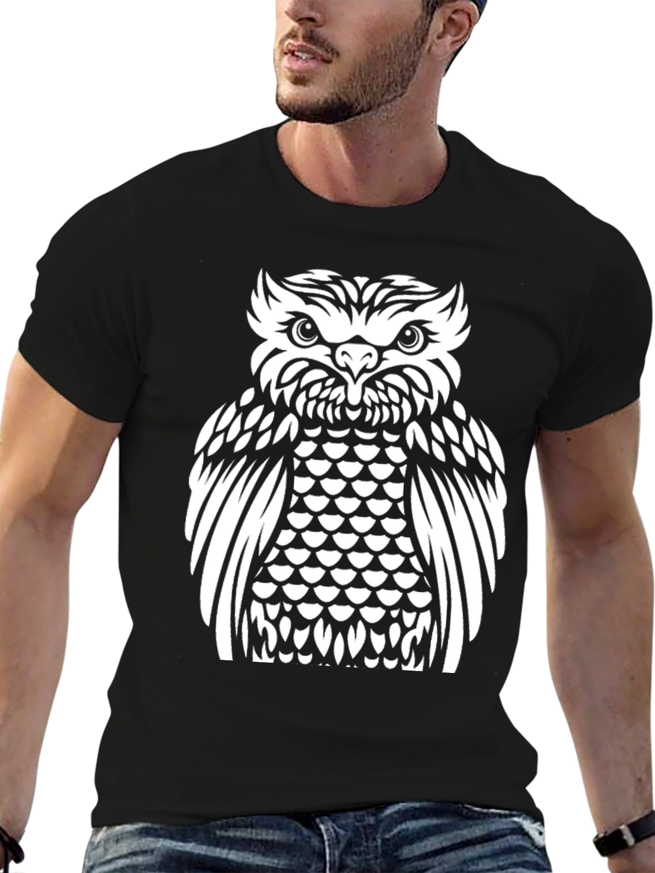 Owl Graphic Tee - Stylish Black Cotton Shirt